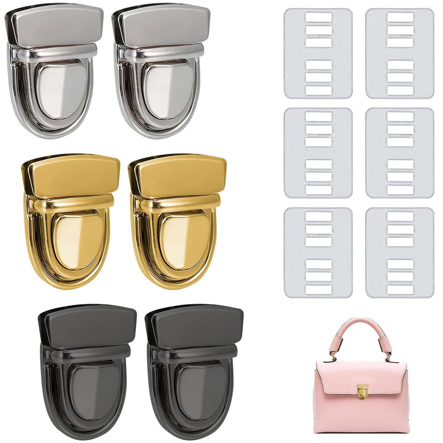 6x Taschenschlösser Edelstahl, Diy Geldbörsenverschluss, Gold, Silber, Gun Black
