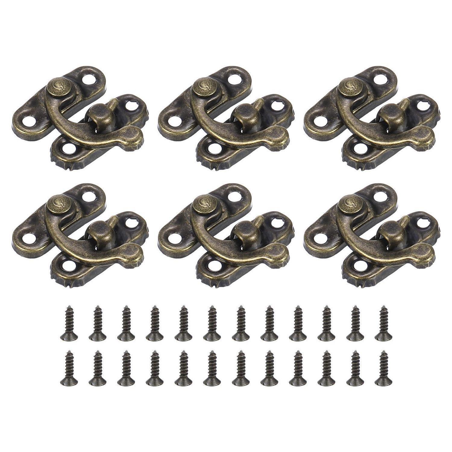 6er Set Antike Vorhängeschloss Haspen Riegel 23x26mm Bronze Mit Schrauben