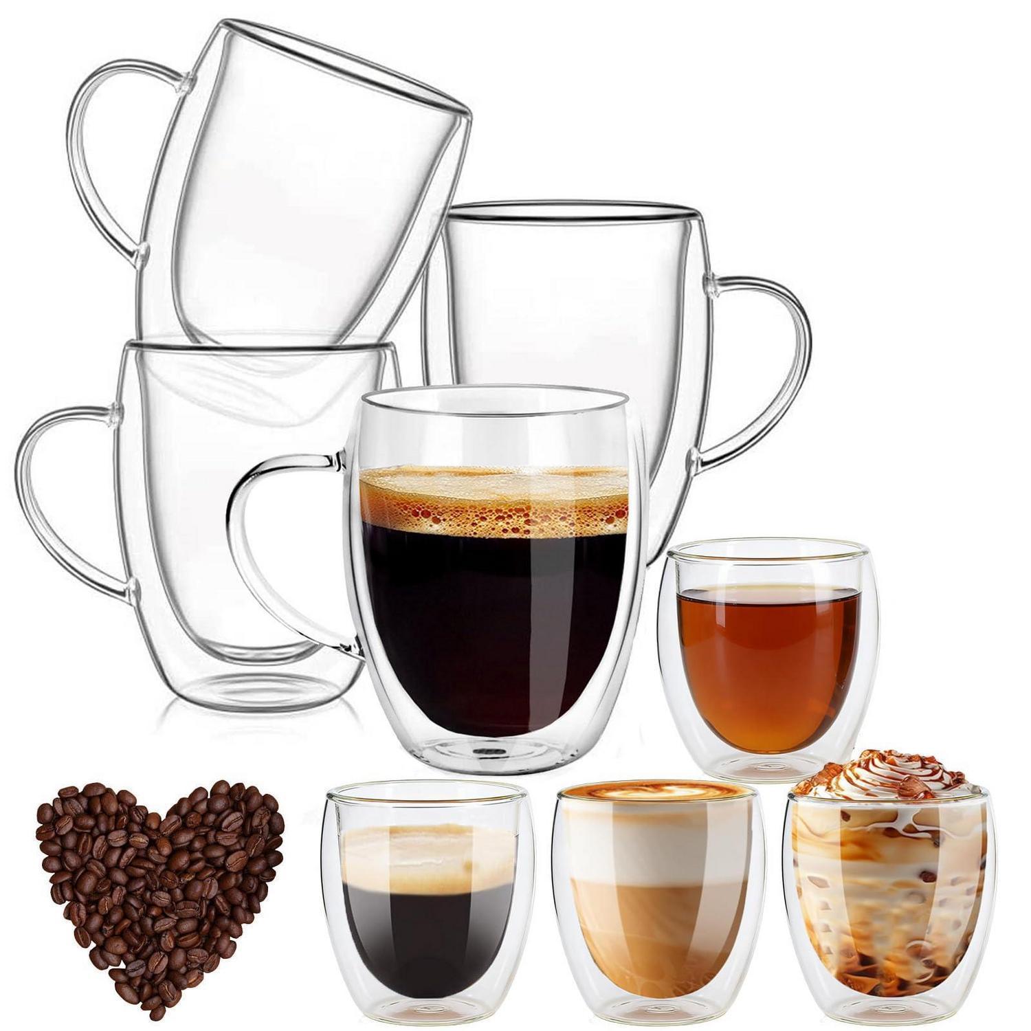8er Set Latte Macchiato Gläser Mit Henkel, Doppelwandig, 350ml & 80ml