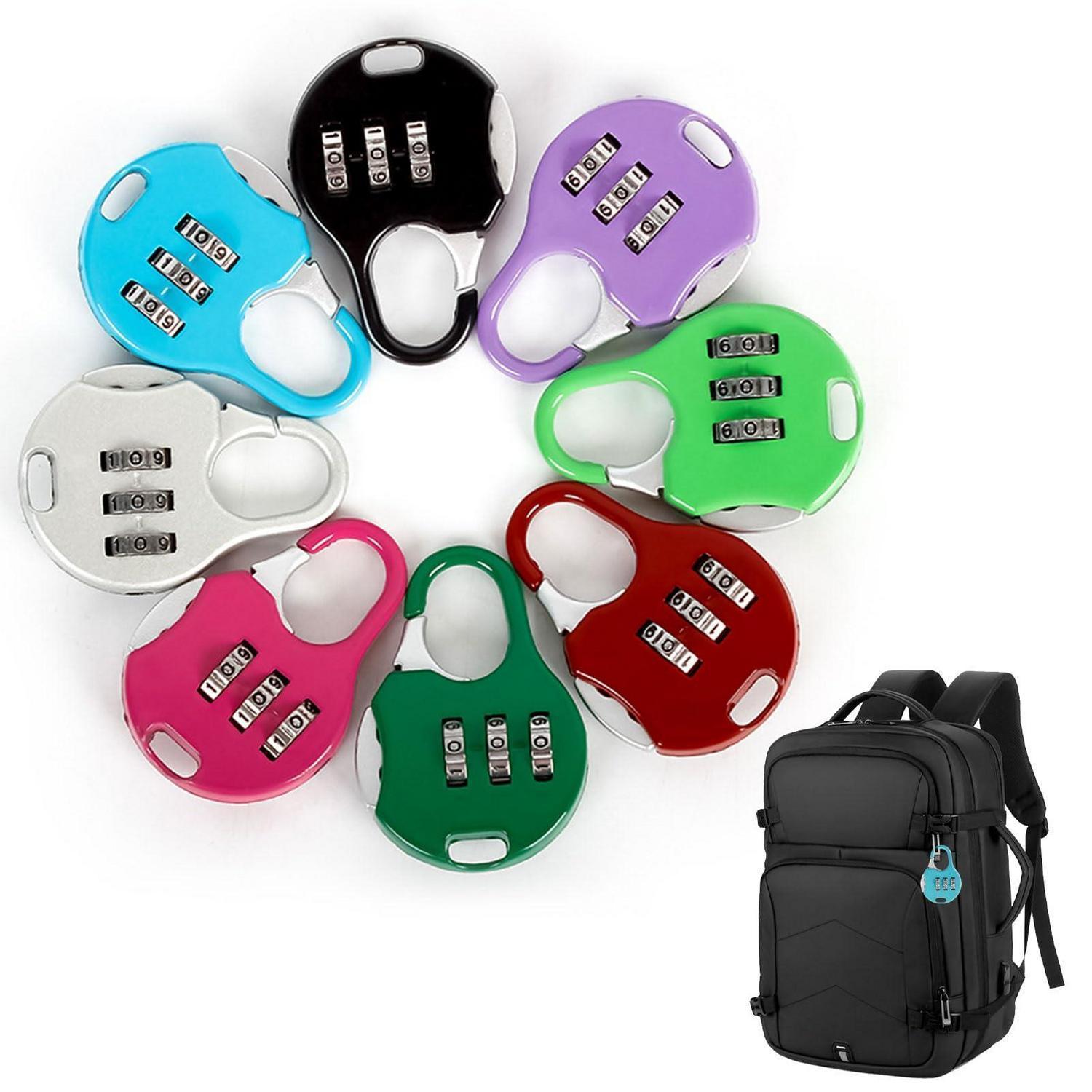 8er Set Mini Zahlenschloss 3-stellig, Zurücksetzbar, 8 Farben