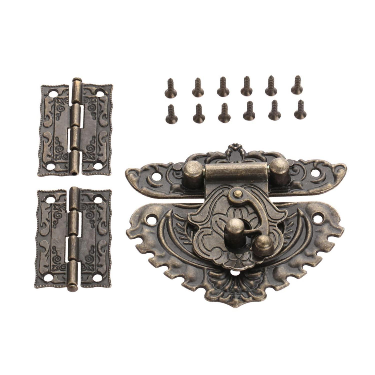 Antik-bronze Haspel Riegel Set Mit 2 Scharnieren Für Schmucktruhen Und Koffer