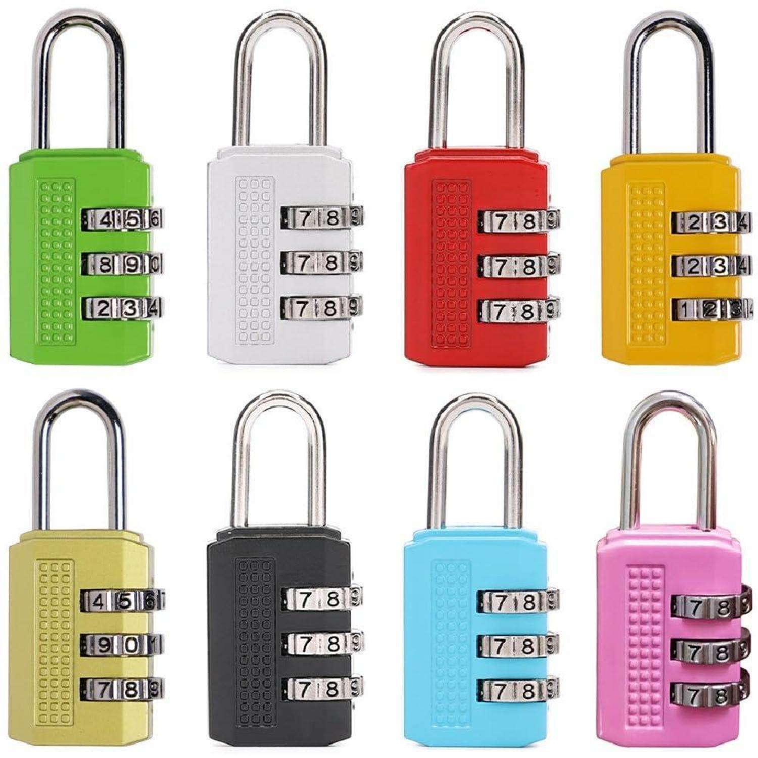 8er Set Zahlenschloss 3-stellig, Robust, Für Gepäck, Schränke, Taschen