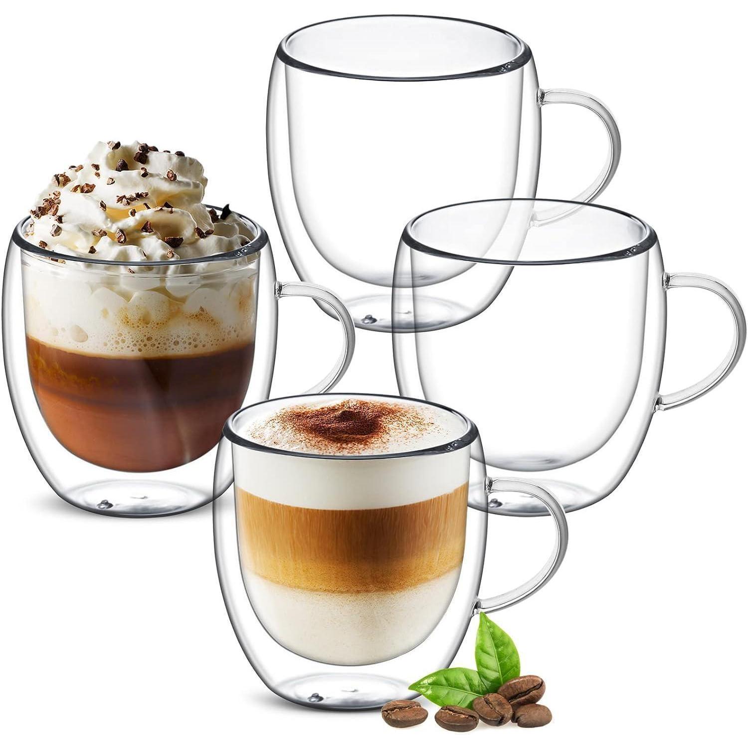 Doppelwandige Kaffeegläser 4er Set 250ml Mit Griff, Hitzebeständig