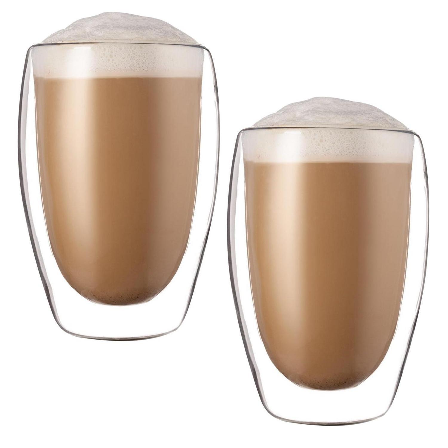 Doppelwandige Latte Macchiato Gläser 2er-set 450ml Borosilikatglas Isoliert Spülmaschinengeeignet