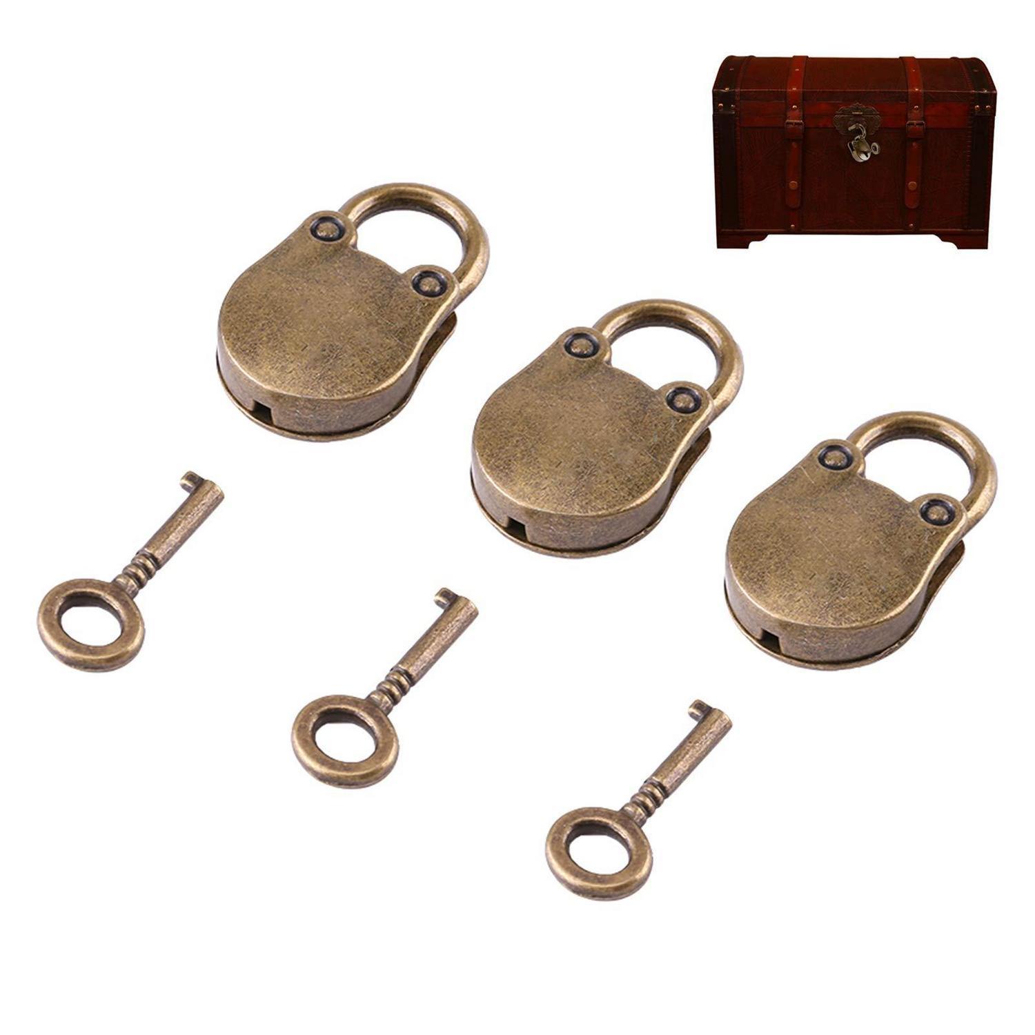 3er Set Vorhängeschlösser Mit Schlüssel, Zinklegierung Antikstil, Für Schmuck, Gepäck, Schränke
