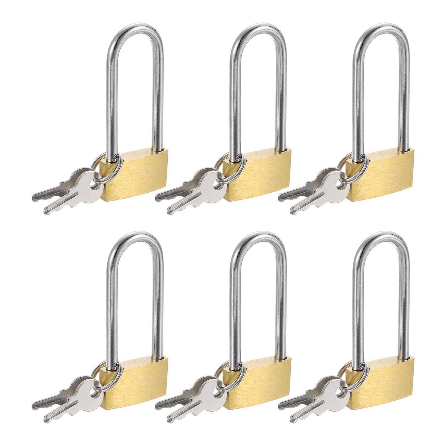 6x Messing Vorhängeschloss Mit Langem Bügel, Wasserdicht, Rostfrei, Inkl. Schlüssel