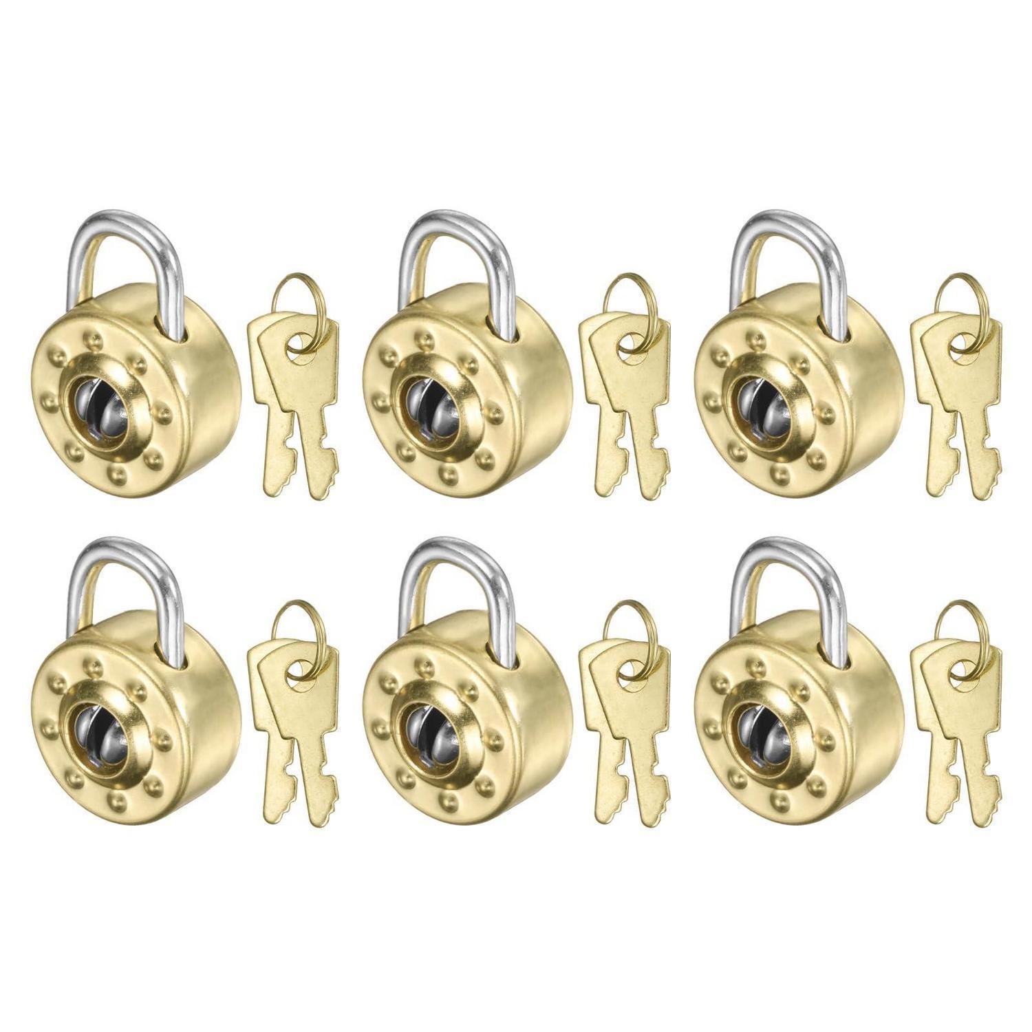 6er Set Mini Vorhängeschlösser Gold Mit 2 Schlüsseln Pro Schloss