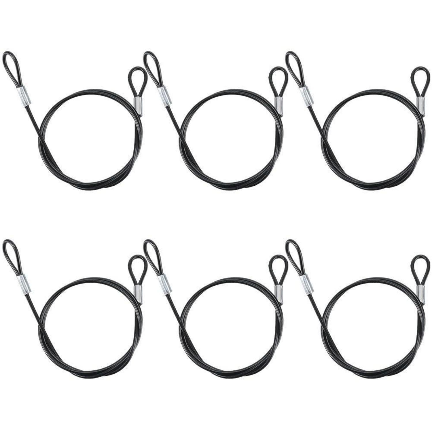 Sicherheitskabelschloss 6er Set, Edelstahl 50cm, Schwarz, Kunststoffummantelt
