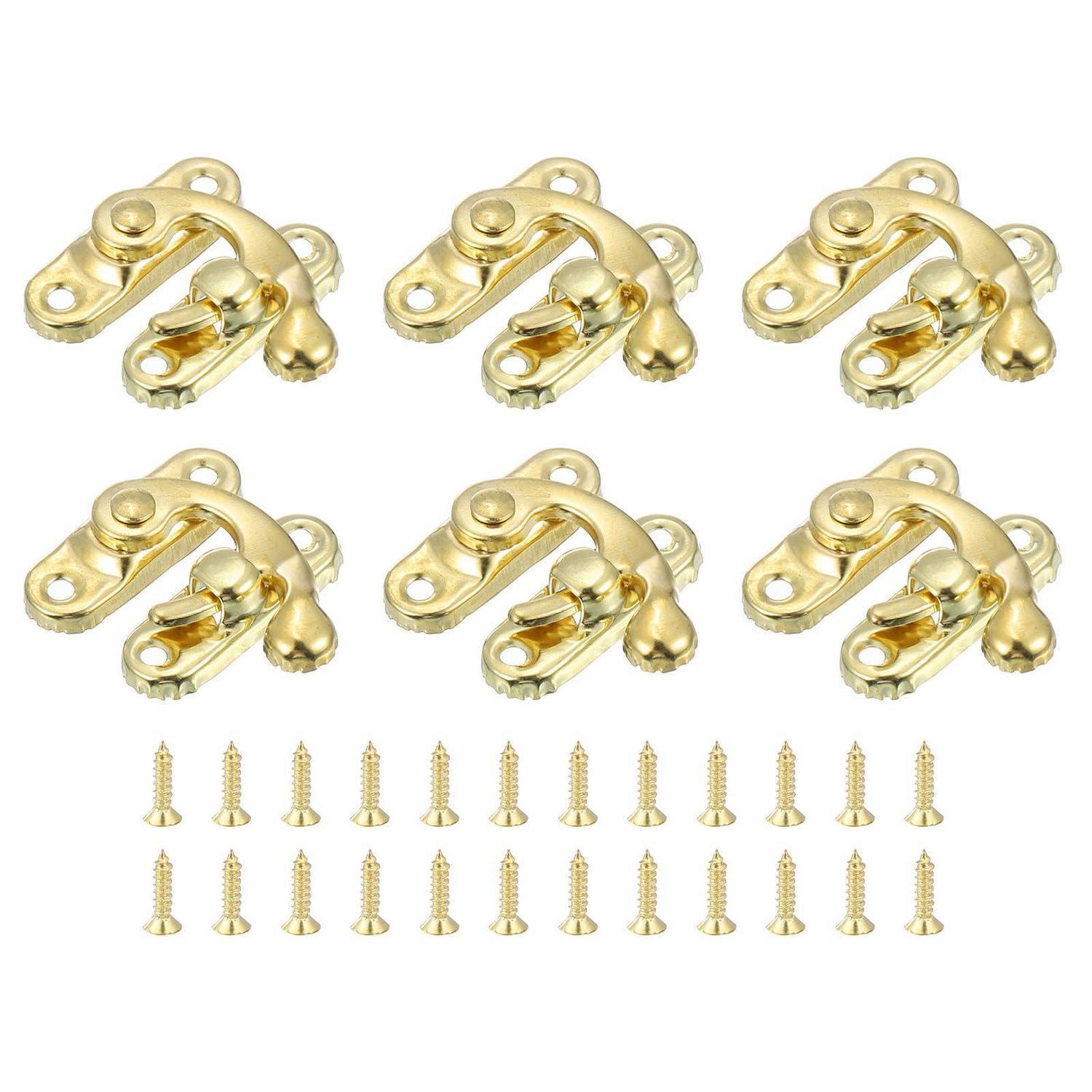 6er Set Antike Vorhängeschloss Spannverschlüsse, 27x32mm, Retro Haspen Riegel Gold