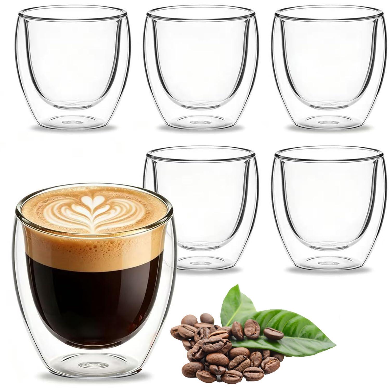 Espressogläser 6er Set 80ml Doppelwandig Hitzebeständig Schwebend