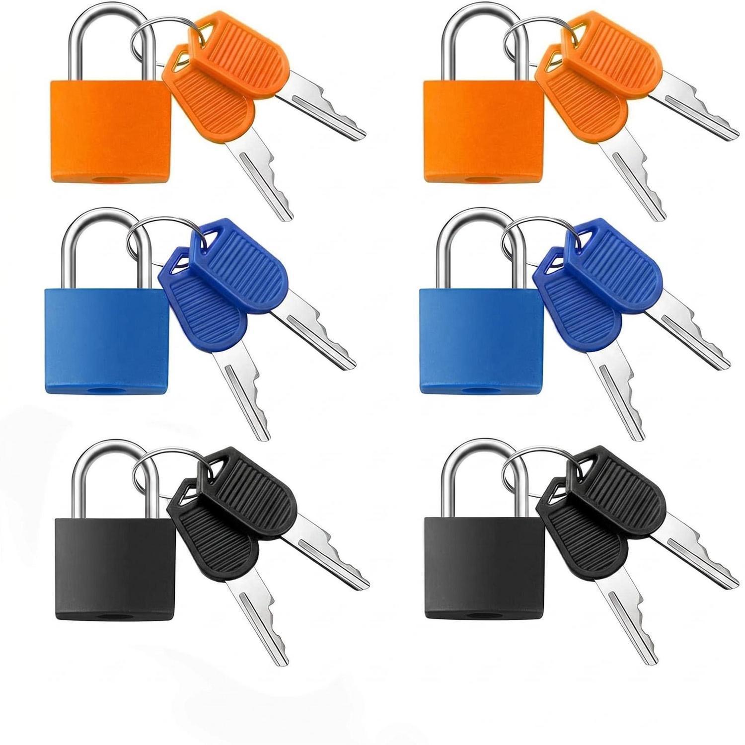 6er Set Kleine Vorhängeschlösser Mit Schlüssel, Bunt, Für Koffer & Spind