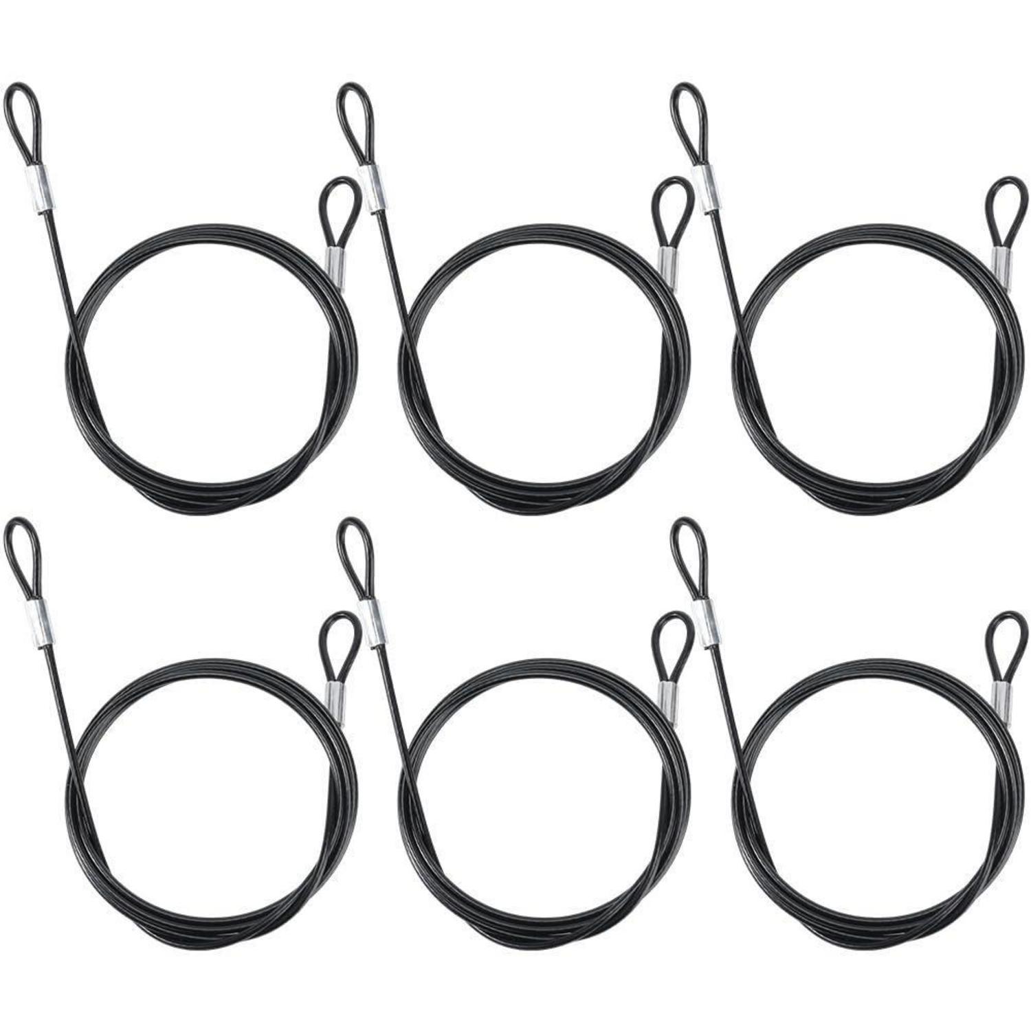 6x Schwarzes Stahlseil 1m Mit Kunststoffummantelung, 2mm Durchmesser