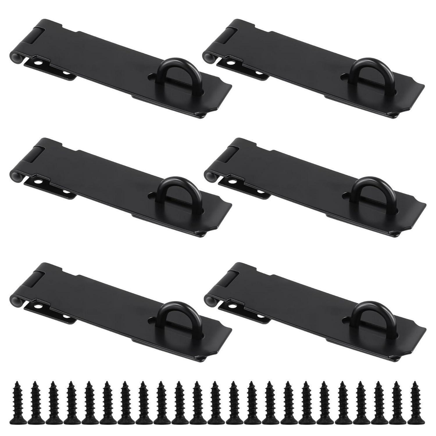 6er Set Vorhängeschloss Haspen Edelstahl Schwarz 15,9cm Für Tore & Schränke