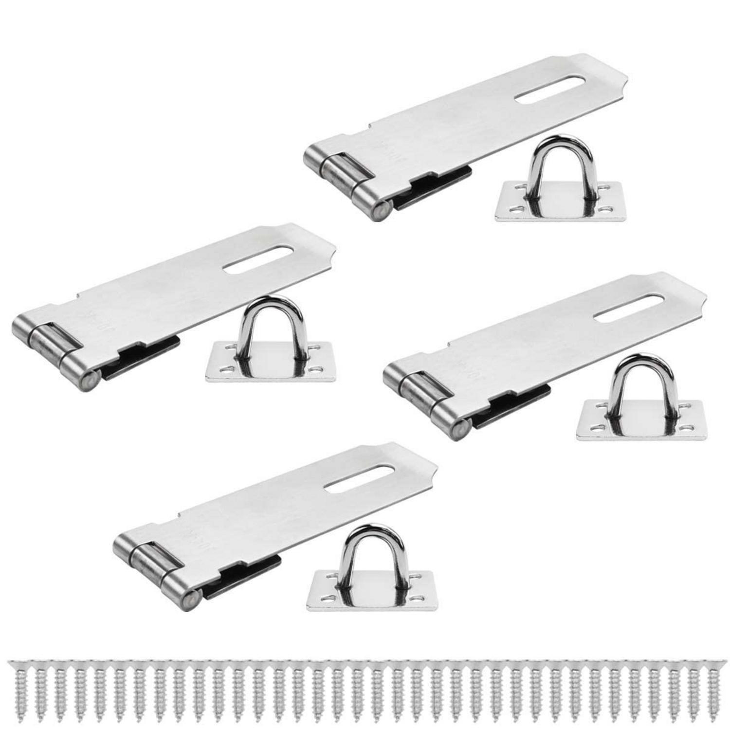 4er Set Vorhängeschloss Haspel 125mm Edelstahl Gebürstet Für Tür & Schuppen