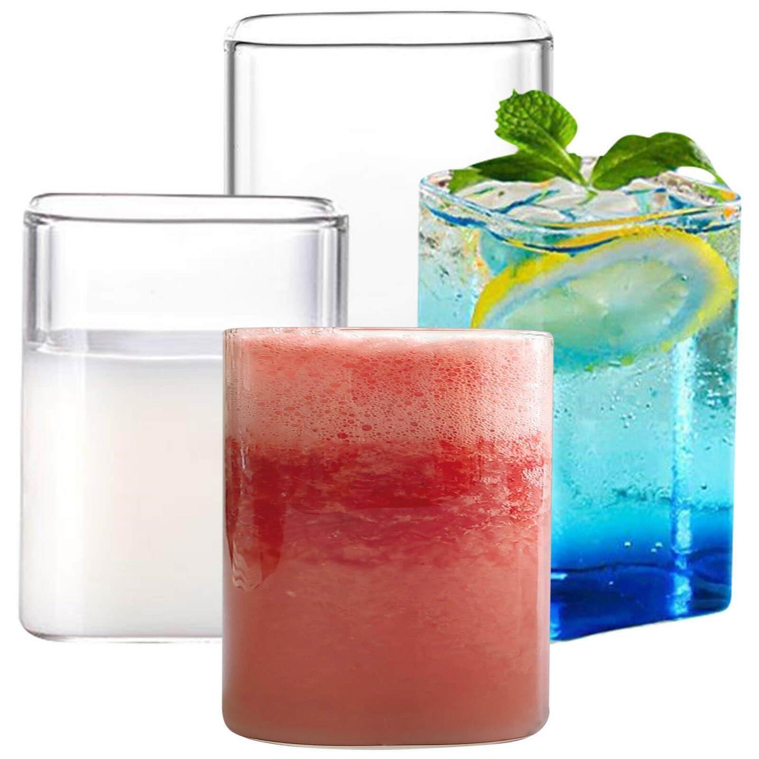 4er Set Latte Macchiato Gläser 250ml Borosilikatglas Eckig Für Heißgetränke