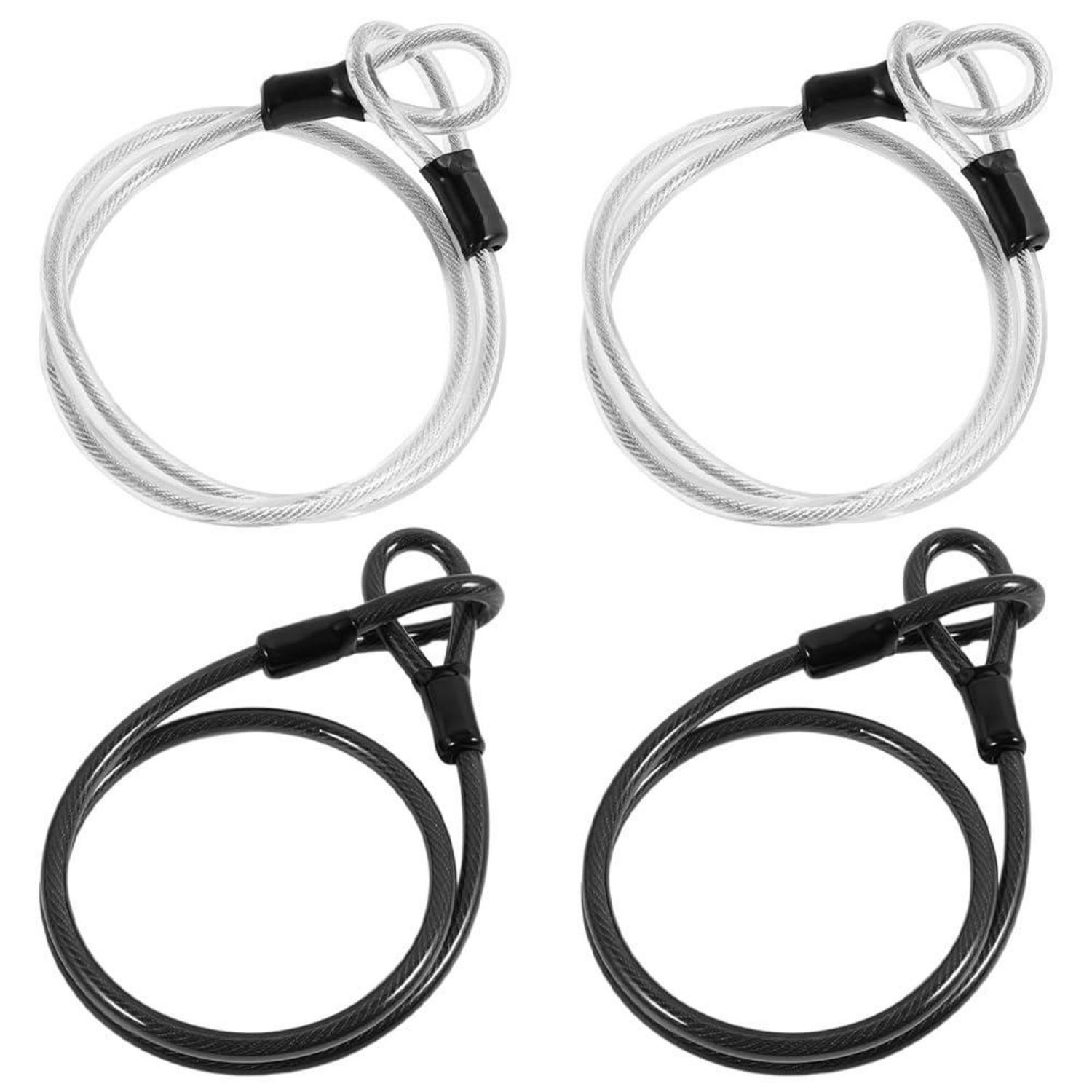 4x Stahlseil Mit Ösen, 1m X 3mm, Schwarz & Silber, Sicherheitskabel