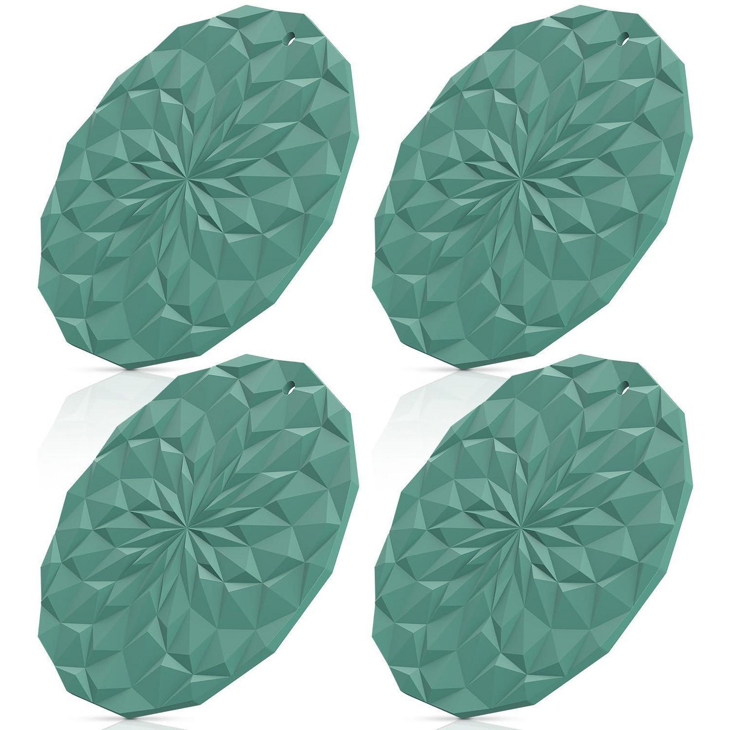 Silikon-topfuntersetzer 4er-pack, 18,8 Cm, Hitzebeständig, Blau-teal