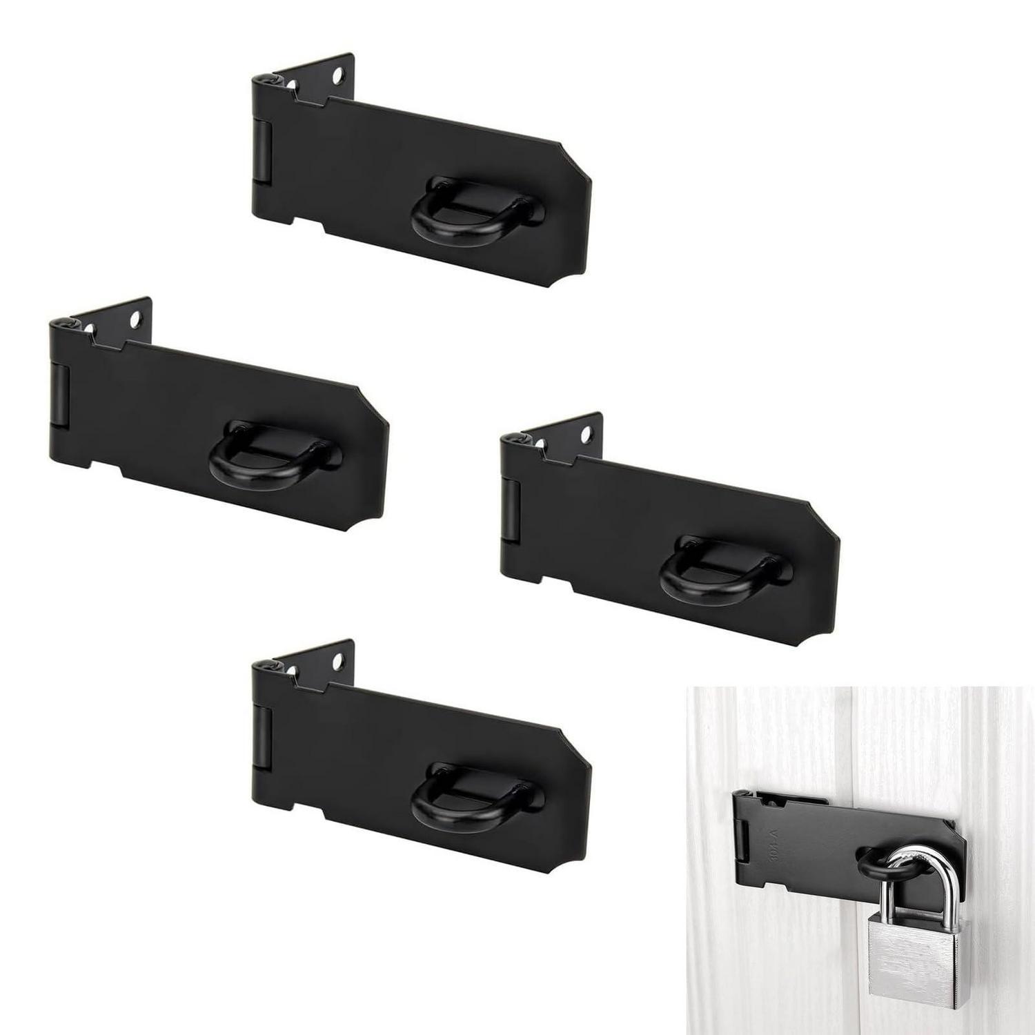 4x Vorhängeschloss-überfalle Edelstahl Schwarz 7,6 Cm Für Tore & Schuppen