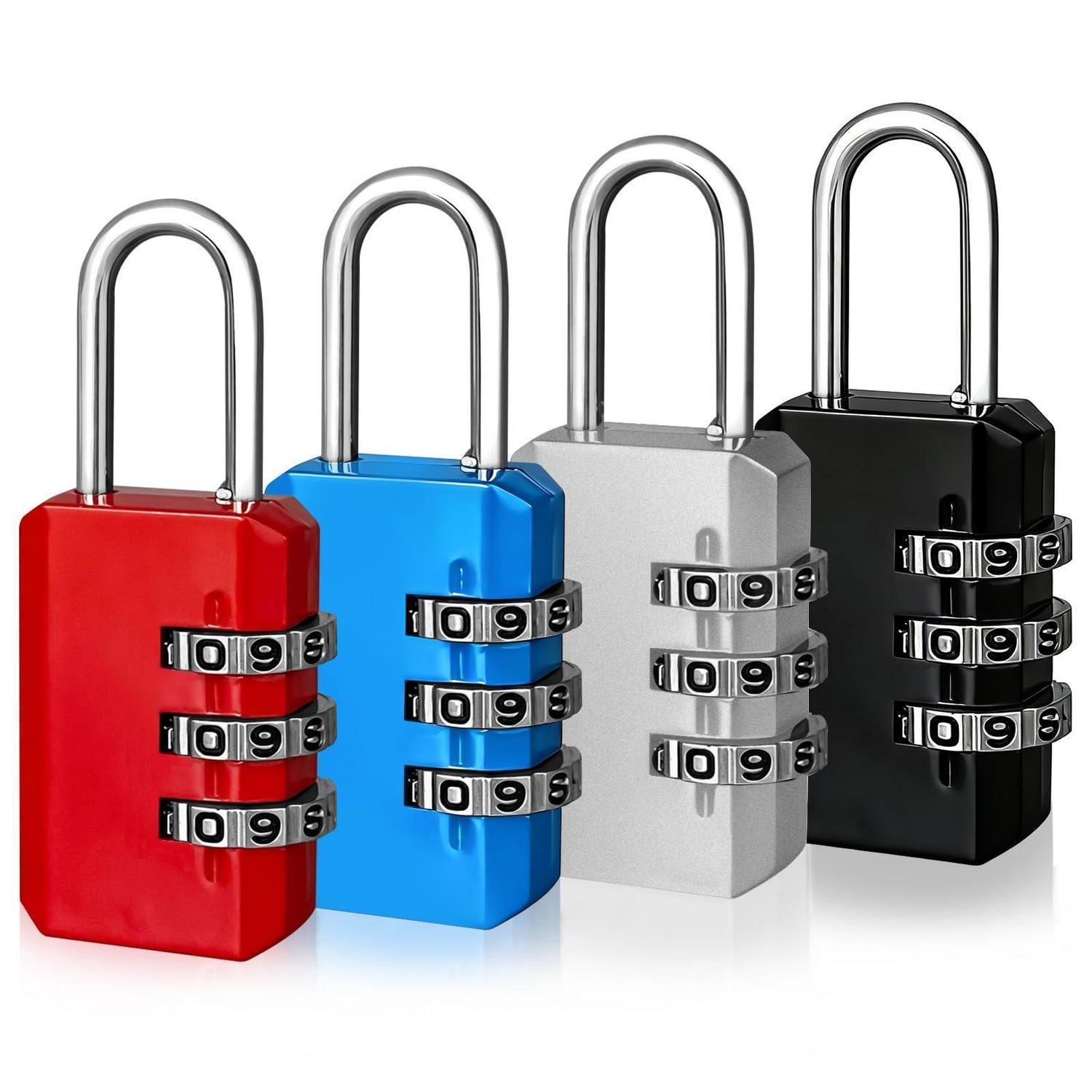 4er-pack Zahlenschloss 3-stellig Für Koffer, Fitnessstudio, Reisen, Mehrfarbig