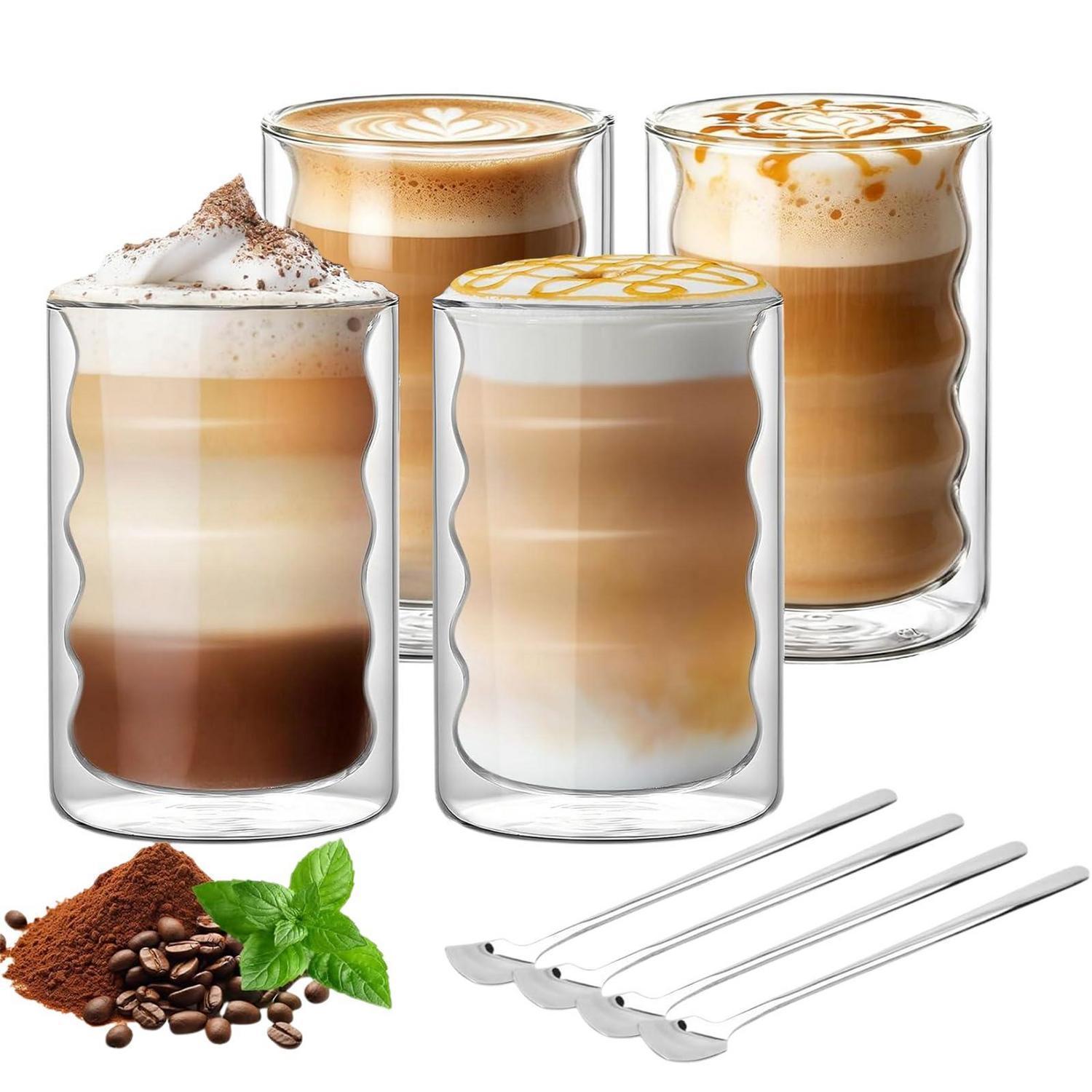Latte Macchiato Gläser Set 4x400ml Doppelwandig Mit 4 Löffeln