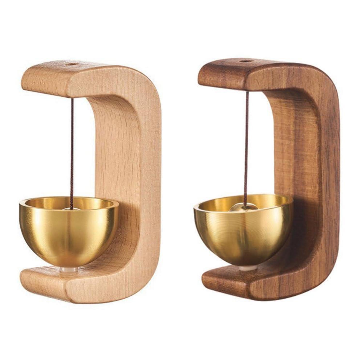 Windspiel 2er Set C-form Holz-glocke Mit Messing, Magnetisch, Für Tür & Kühlschrank