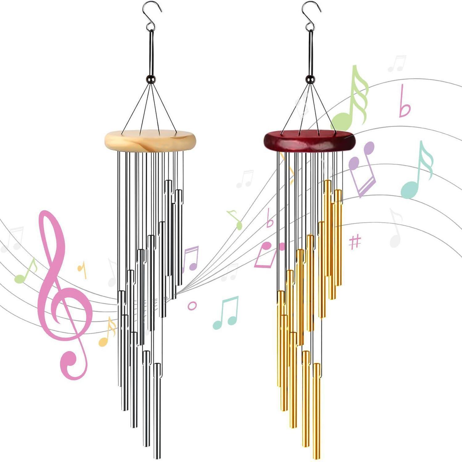 2er Set Garten Windspiel Mit 24 Aluminiumröhren, Hängend, Für Außenbereich