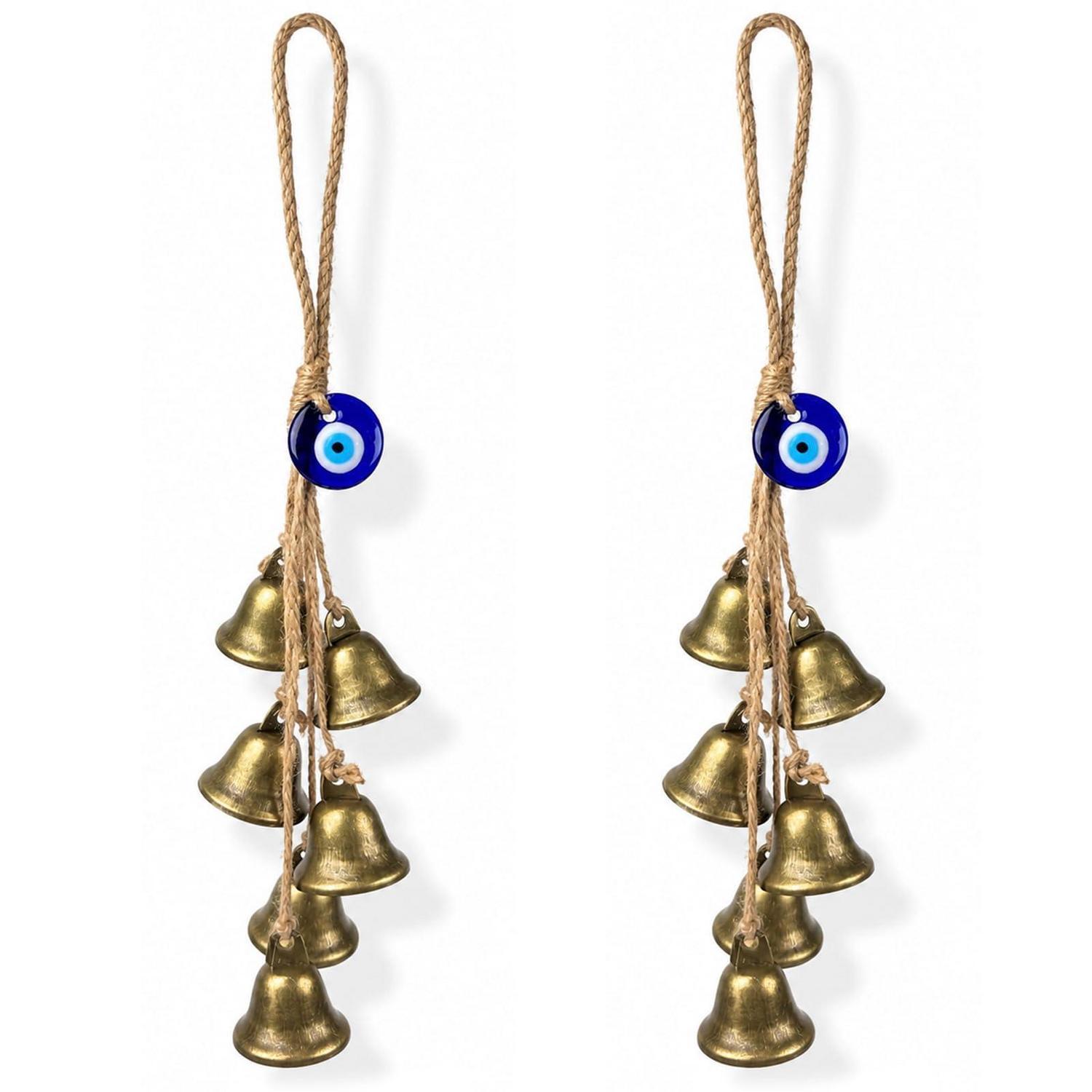 2er Set Hexenglocken Windspiel Mit Evil Eye Motiv, Metall, Vintage-stil