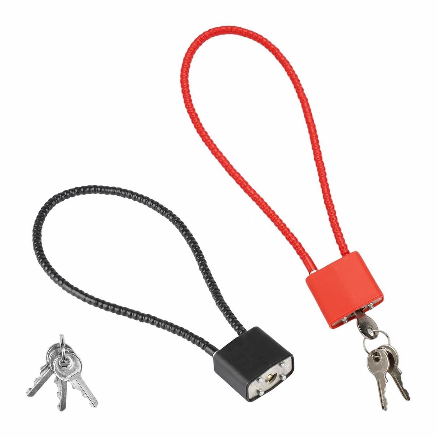2er Set Kabelschlösser Mit Schlüssel, Robust, 38cm Lang, Schwarz & Rot
