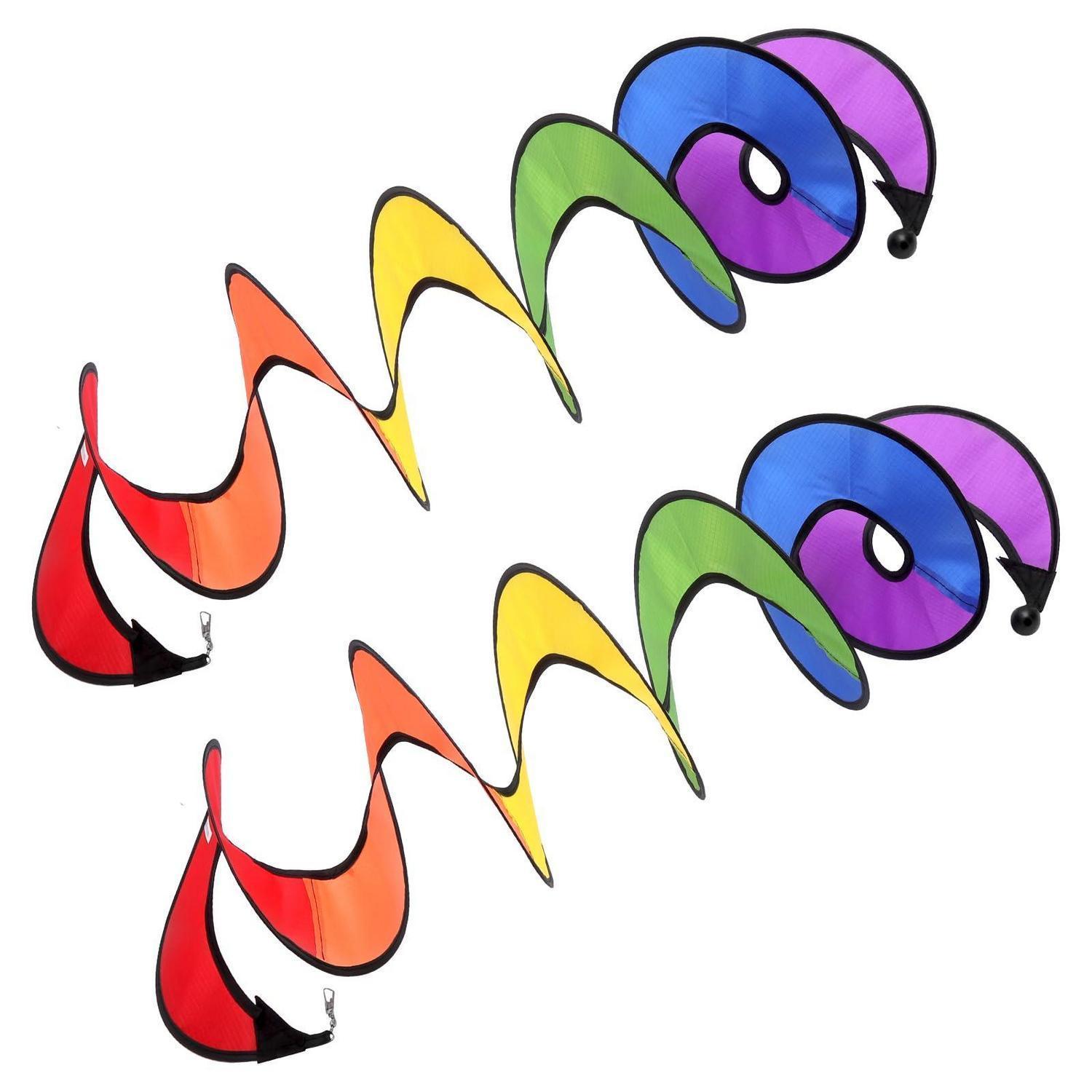 2er Set Spiral Windspiel Wetterfest Bunt Für Garten & Camping