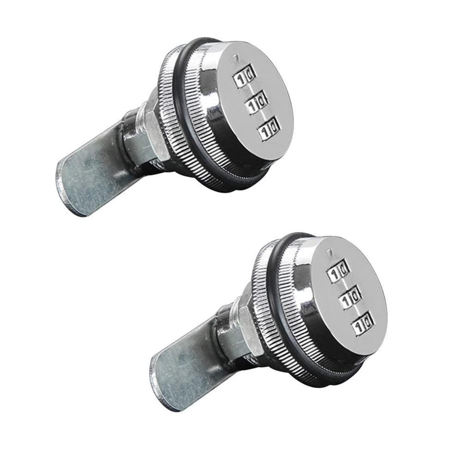 2er Set Zahlenschloss 3-stellig Silber 20mm Zinklegierung Nockenschloss Ohne Schlüssel