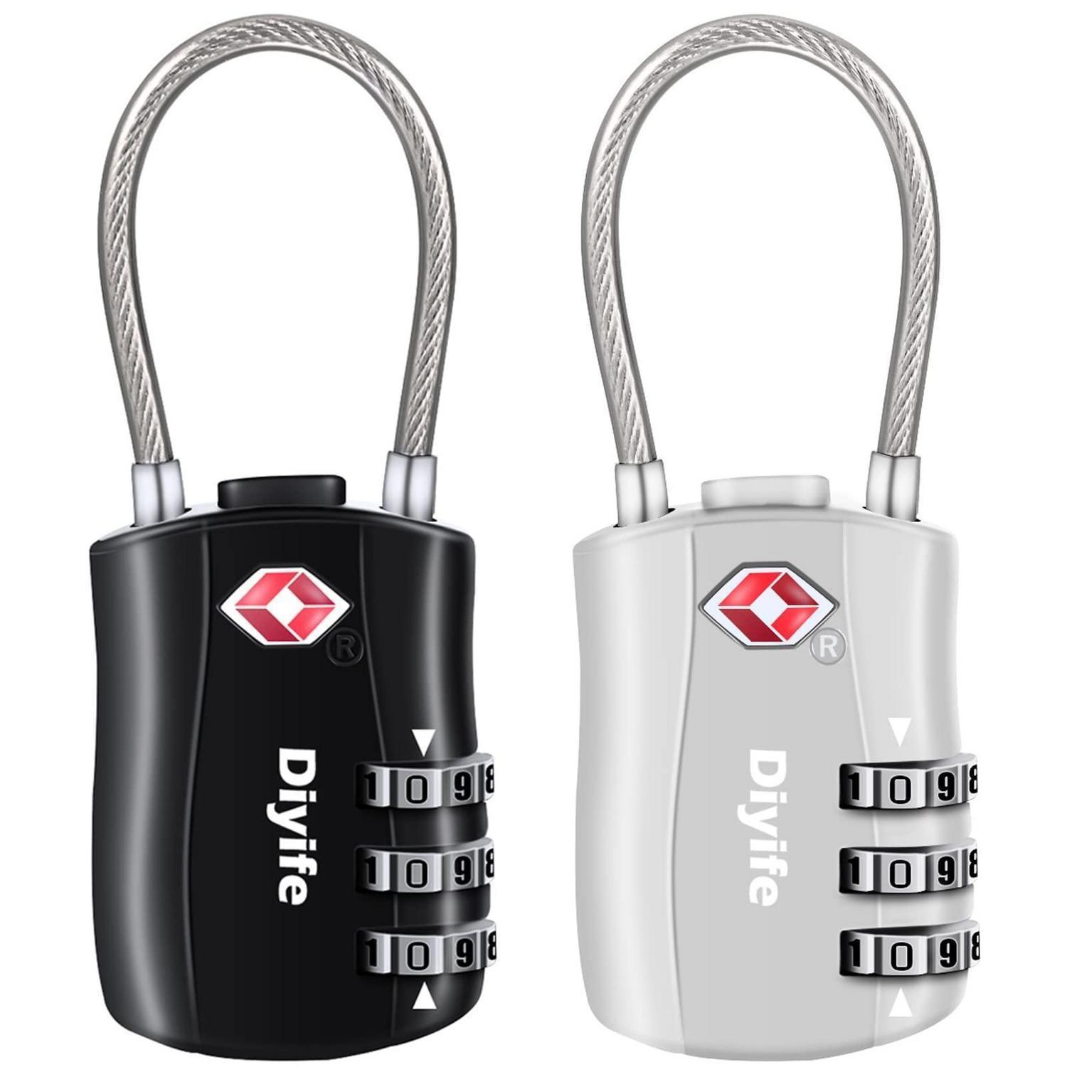 2er Set Tsa Gepäckschlösser Mit 3-stelligem Zahlenschloss, Silber-schwarz