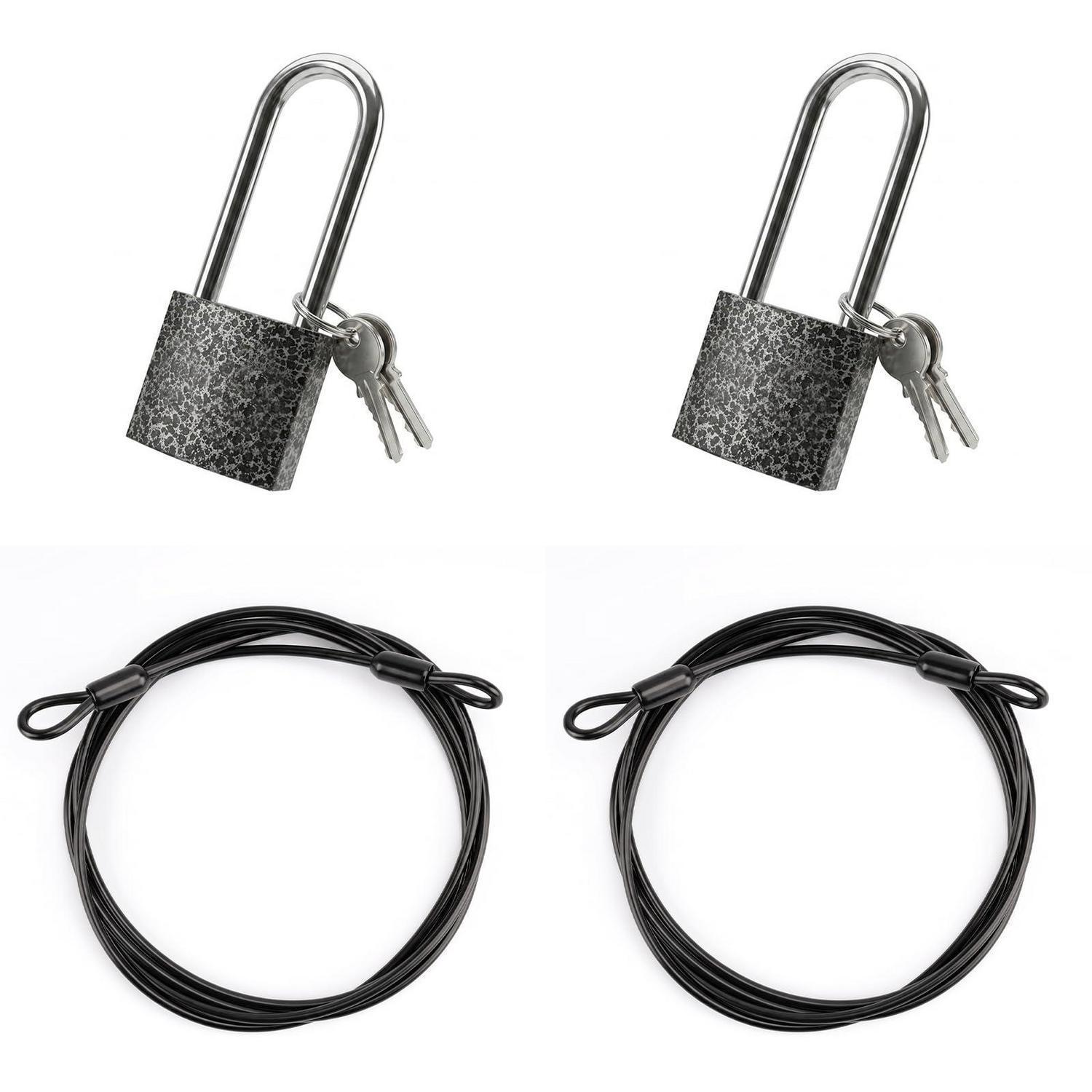 2x Stahlseil Mit Schlaufen 2m X 4mm, Schwarz, Inkl. 2 Vorhängeschlösser