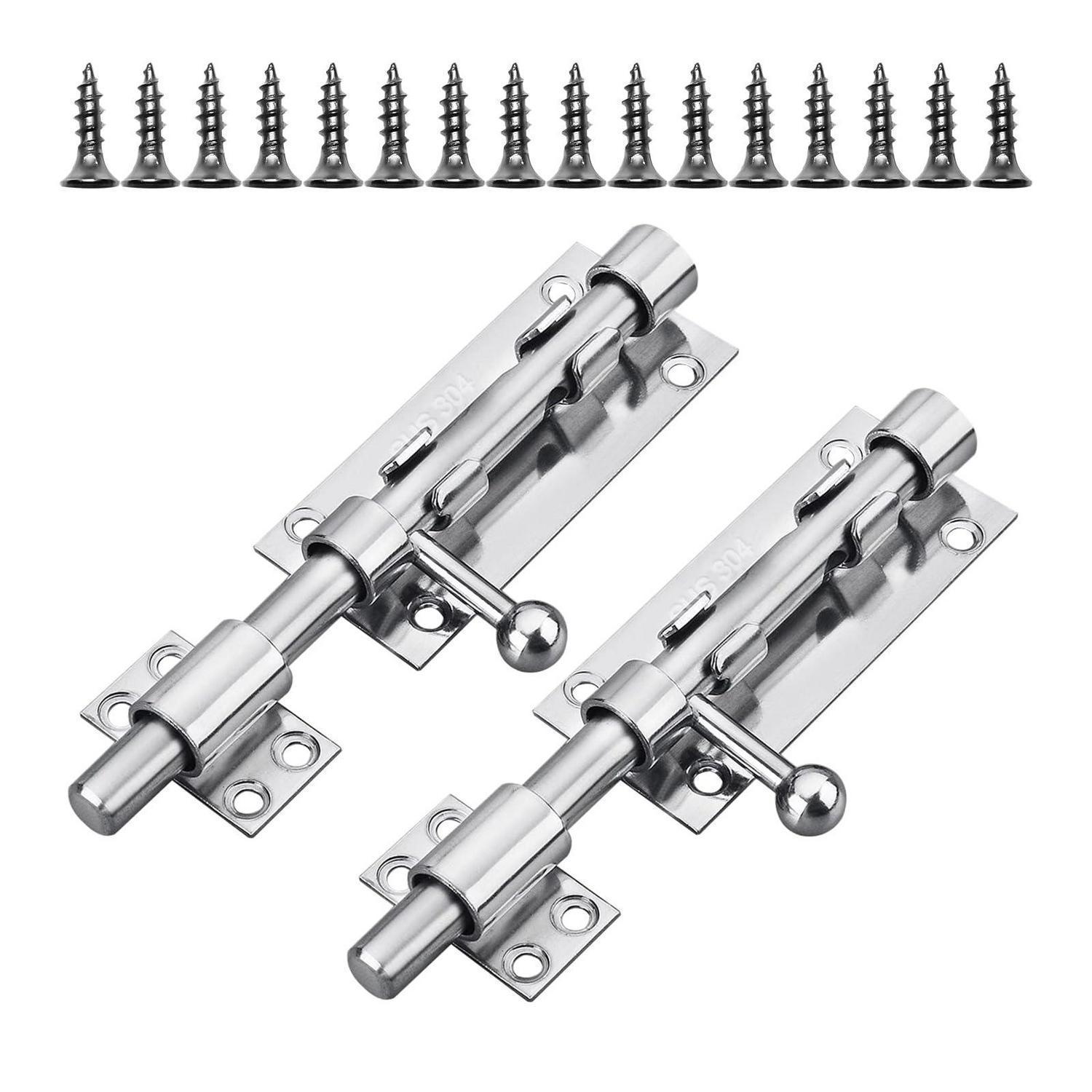 2 Stück Edelstahl Türriegel 160mm Mit Vorhängeschlossloch Für Garten, Tor, Fenster