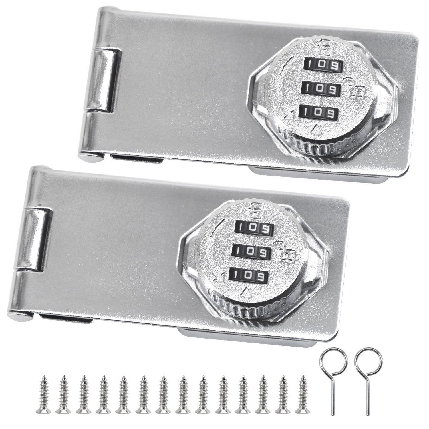 2er Set Zahlenschloss 12,7cm Silberfarben Für Tor & Schrank, 3-stellig, Schlüssellos