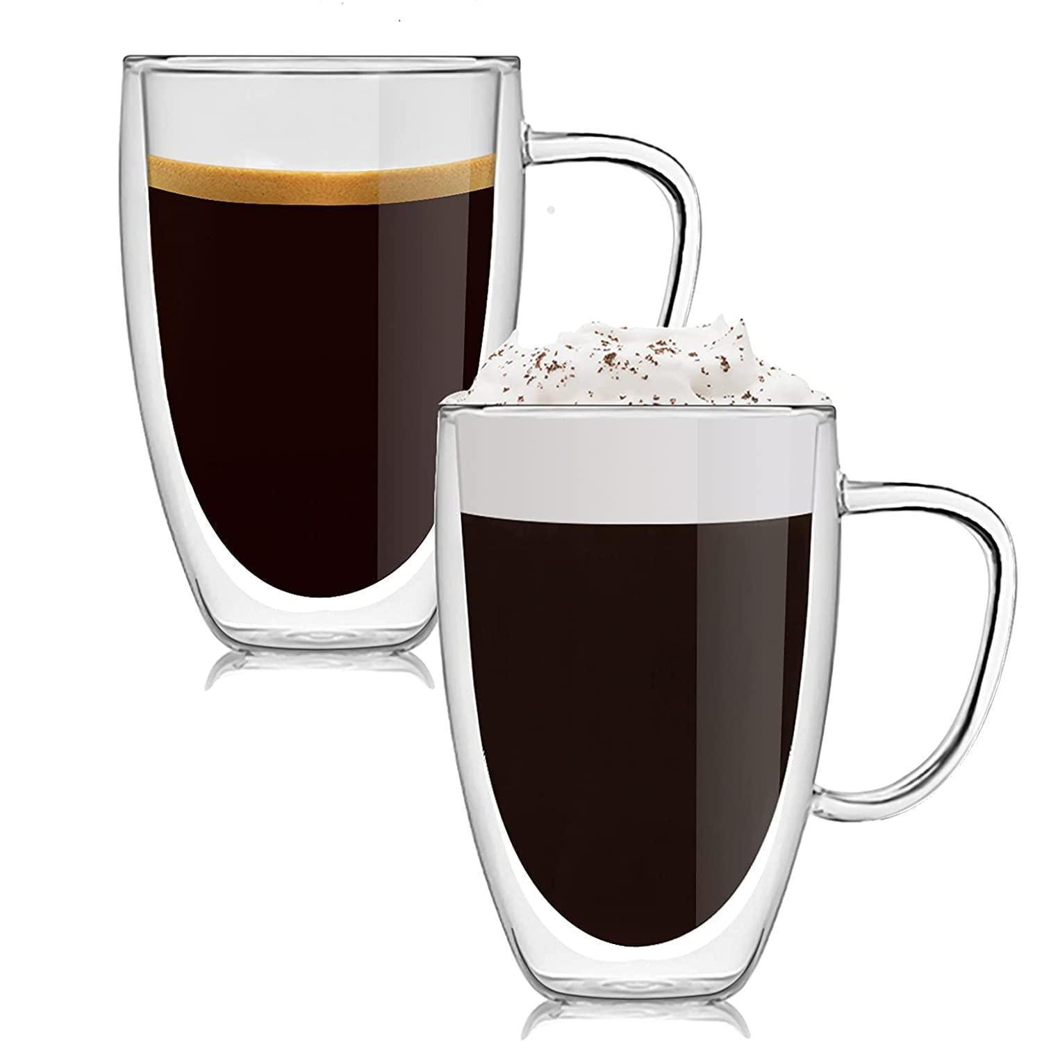 Doppelwandige Gläser Mit Henkel, 2er Set 450ml Borosilikatglas Für Kaffee & Tee