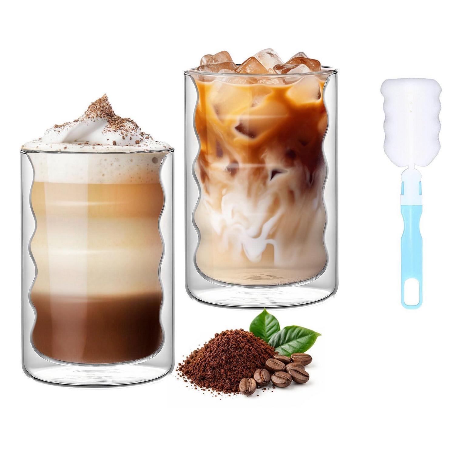 2er Set Latte Macchiato Gläser 375ml Doppelwandig Mit Spiraldesign Und Reinigungsbürste