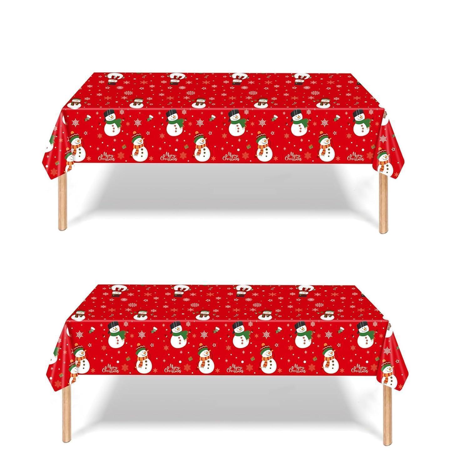 2er Set Weihnachtstischdecke Rechteckig 137x274 Cm Fleckschützend Für Party