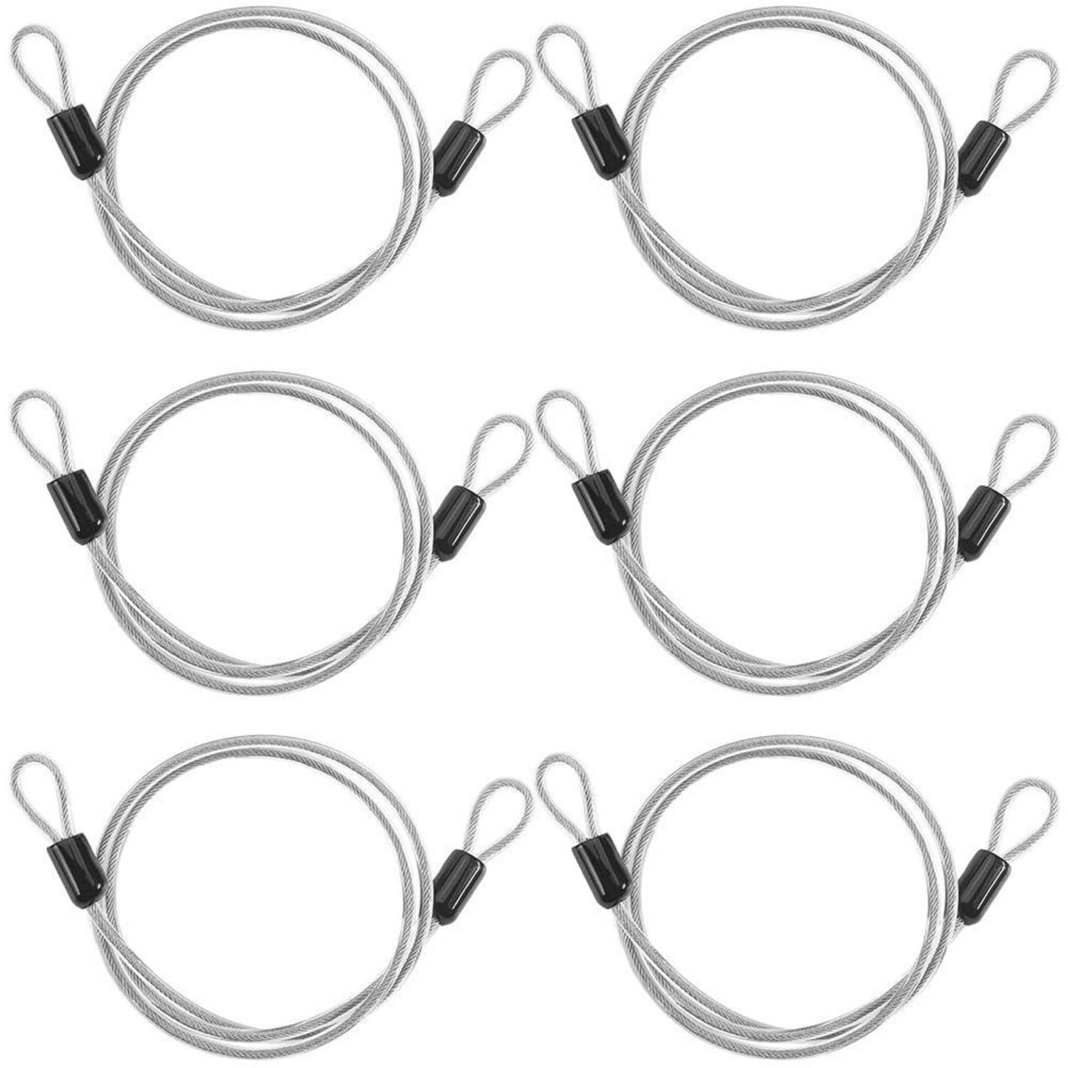 6x Sicherheitskabel Stahl 80cm Mit Doppelschlaufe, 4mm Edelstahl, Klar Beschichtet