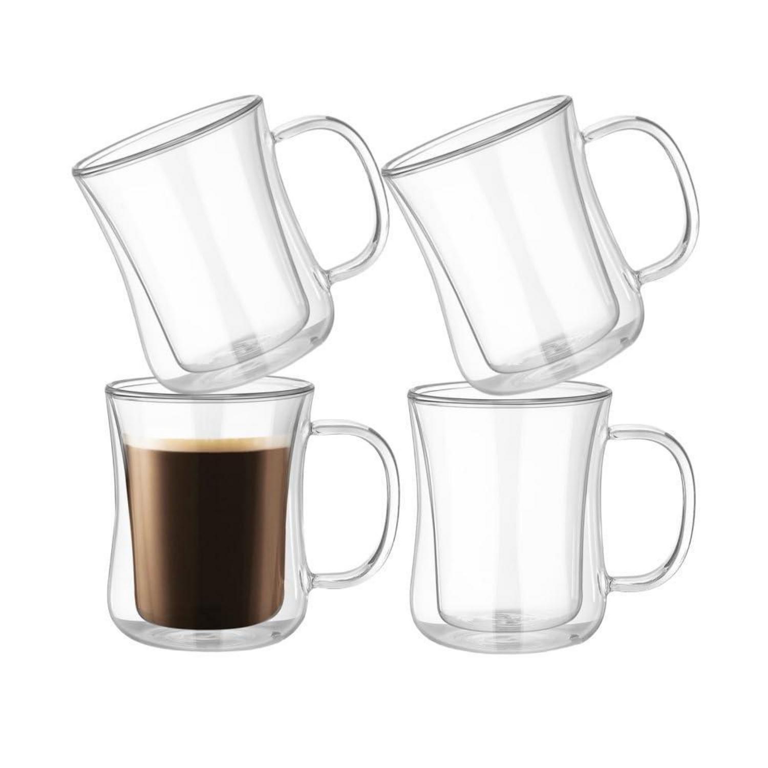 Doppelwandige Latte Macchiato Gläser 4er Set 350ml Borosilikatglas Mit Henkel