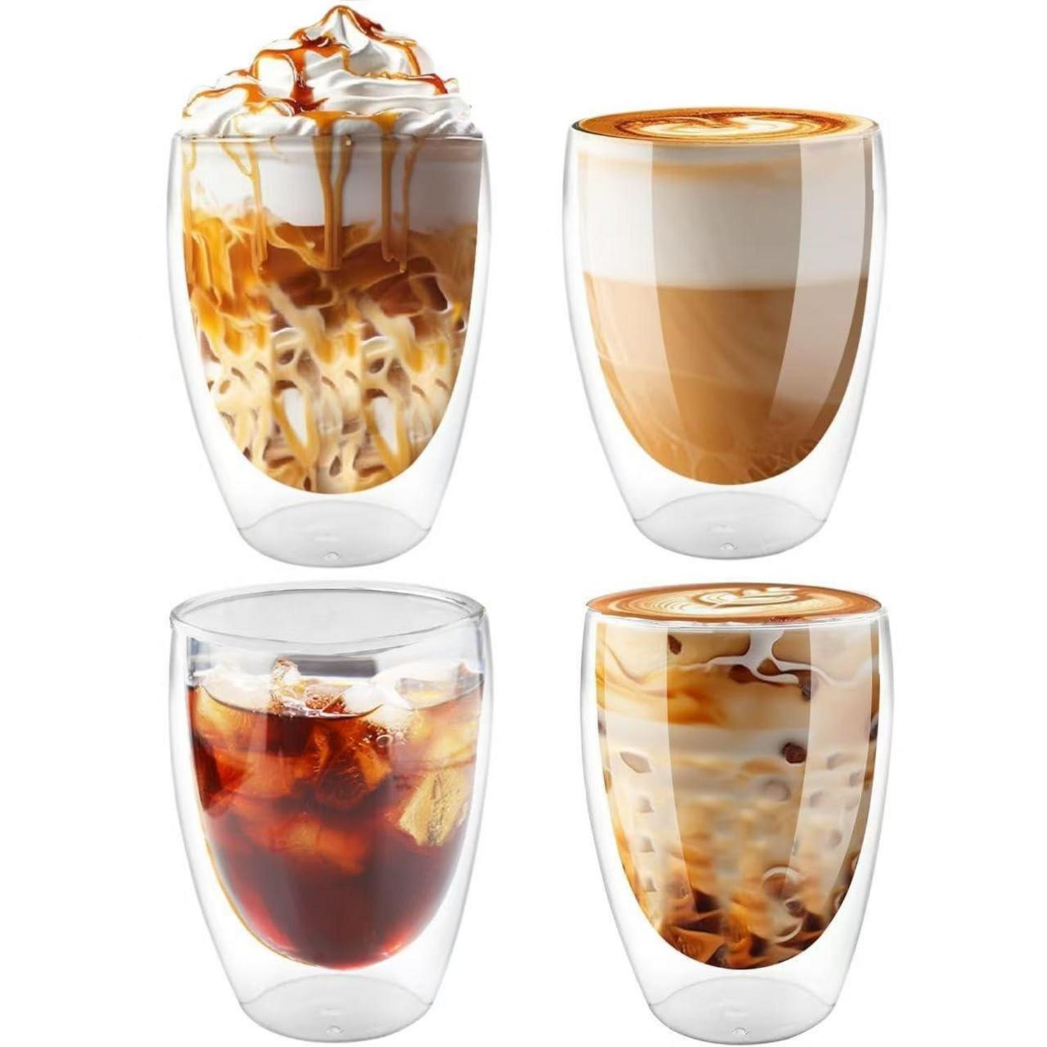 4er Set Doppelwandige Kaffeegläser 350ml Für Cappuccino, Latte Macchiato, Tee & Kaltgetränke
