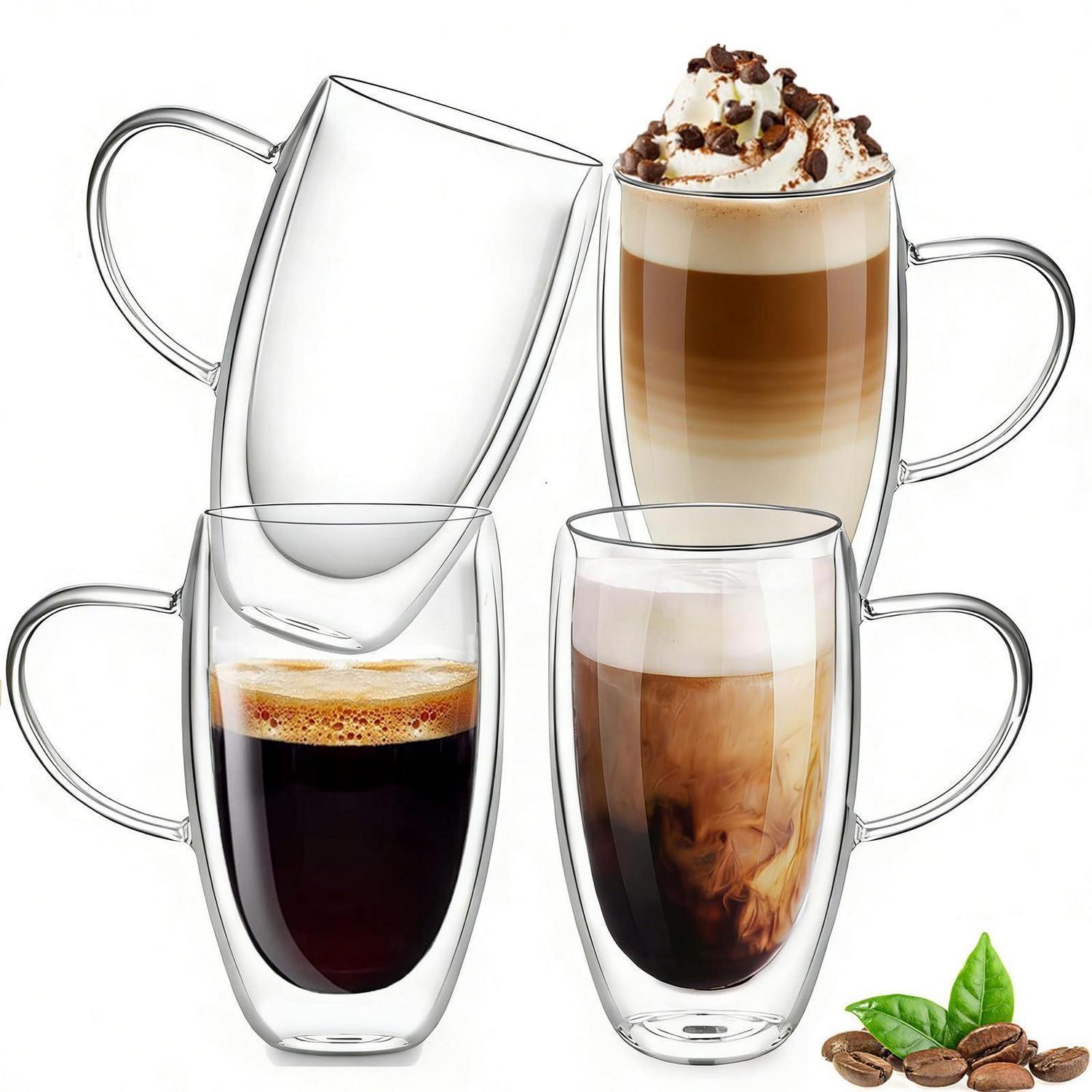 4er Set Latte Macchiato Gläser 450ml Doppelwandig Borosilikatglas Spülmaschinenfest