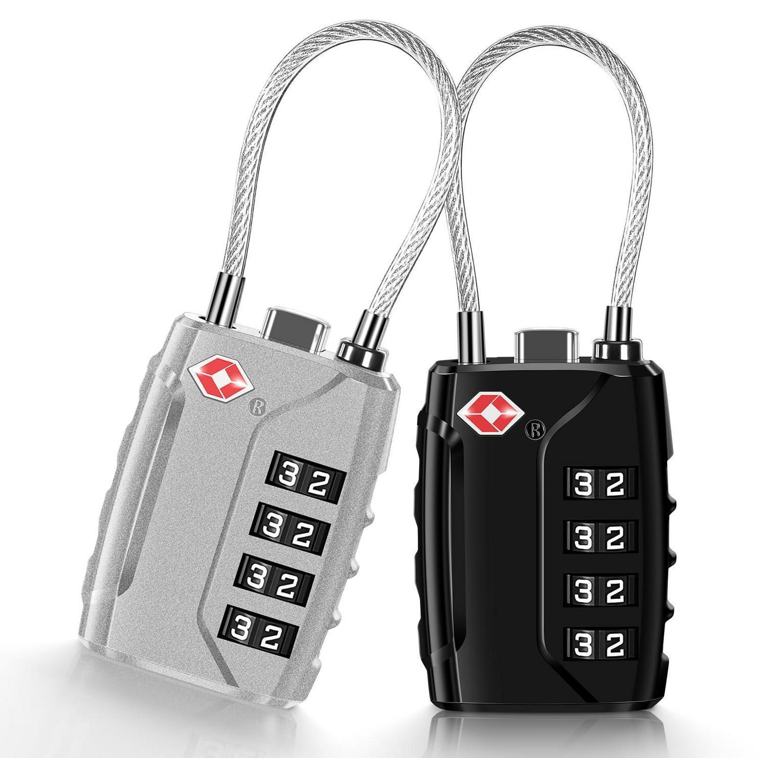 2x Tsa Zahlenschloss 4-stellig Für Koffer & Gepäck (schwarz, Silber)