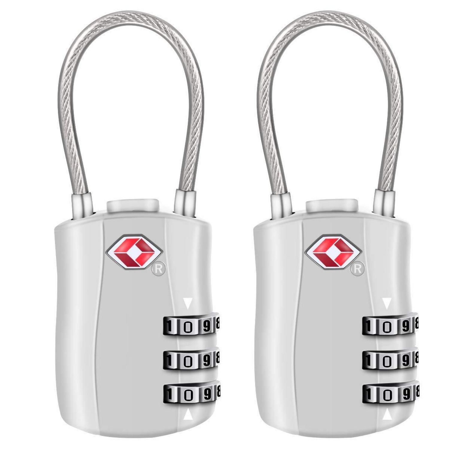 2er Set Tsa Gepäckschlösser Mit 3-stelligem Zahlenschloss, Silber