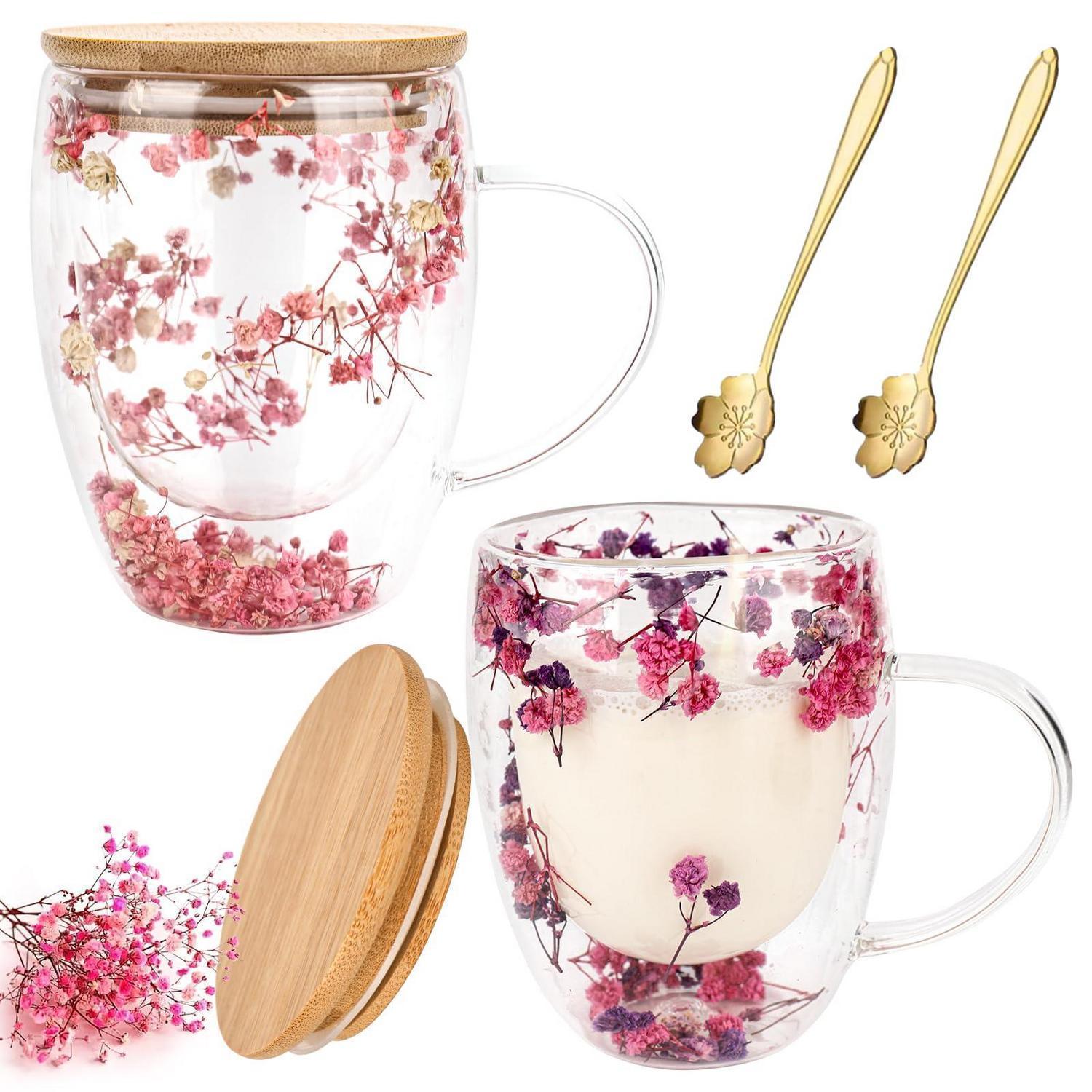 2er Set Doppelwandige Latte Macchiato Gläser 350ml Mit Deckel & Löffel