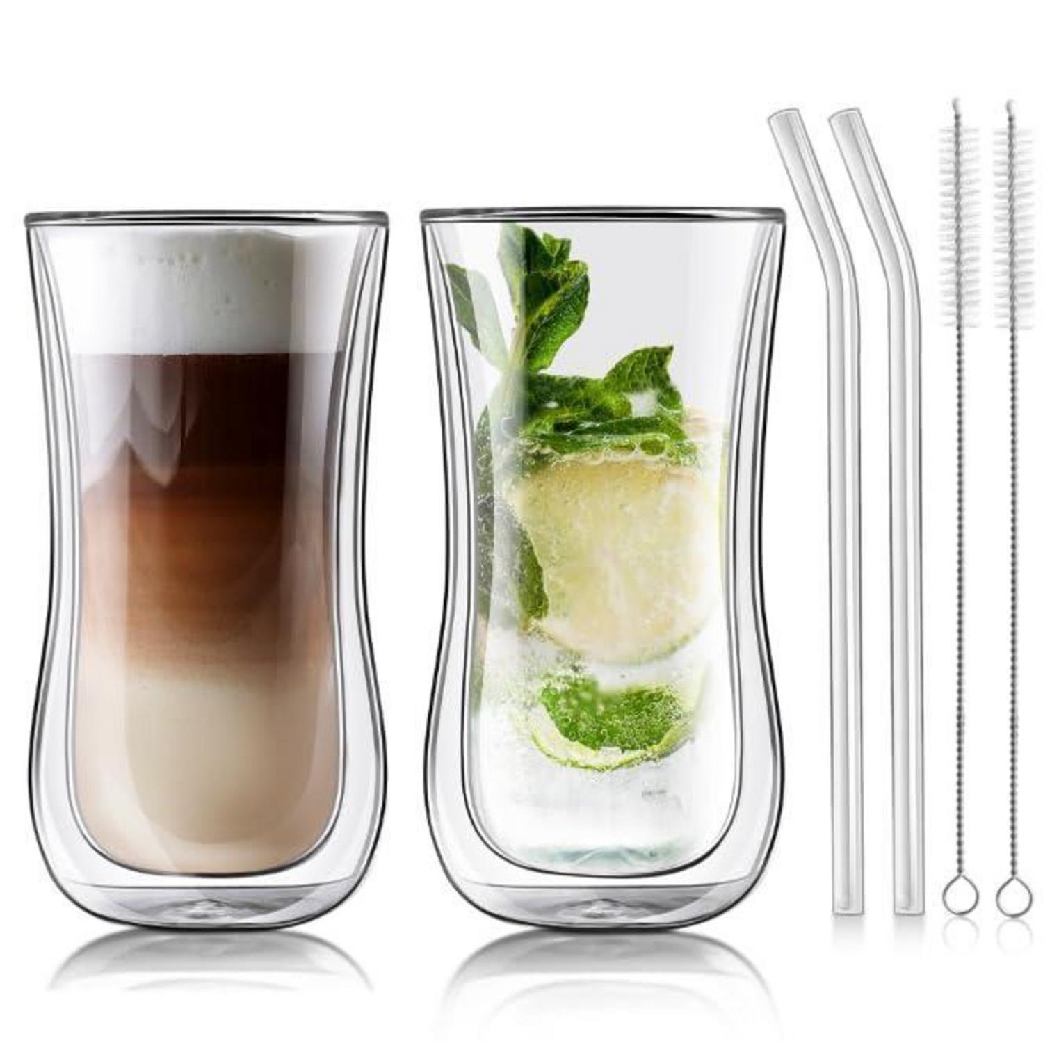 Doppelwandige Kaffeegläser 400ml, 2er Set Borosilikatglas Thermogläser