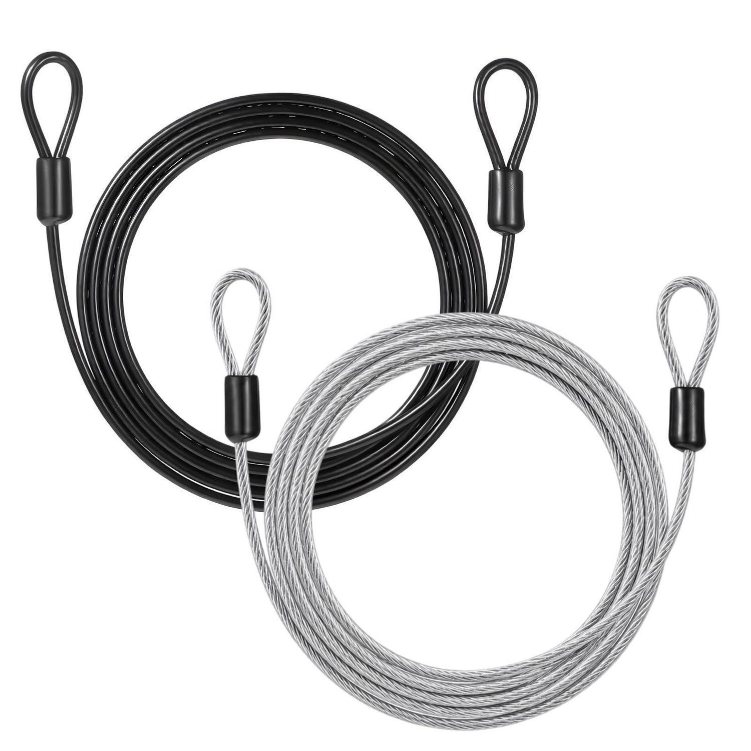 2er Set Sicherheitskabel Mit Ösen, Stahlseil 2m, Transparent & Schwarz