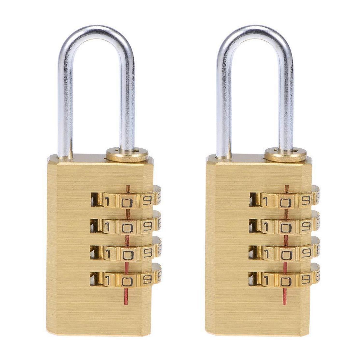 2er Set Messing Zahlenschloss 4-stellig Mit 3mm Schäkel Für Innen & Außen