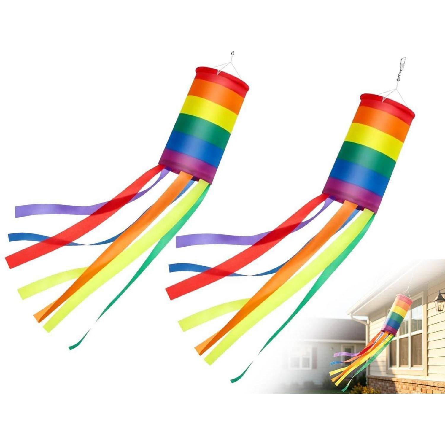 2er Set Regenbogen Windsack 100 Cm Für Garten & Außenbereich