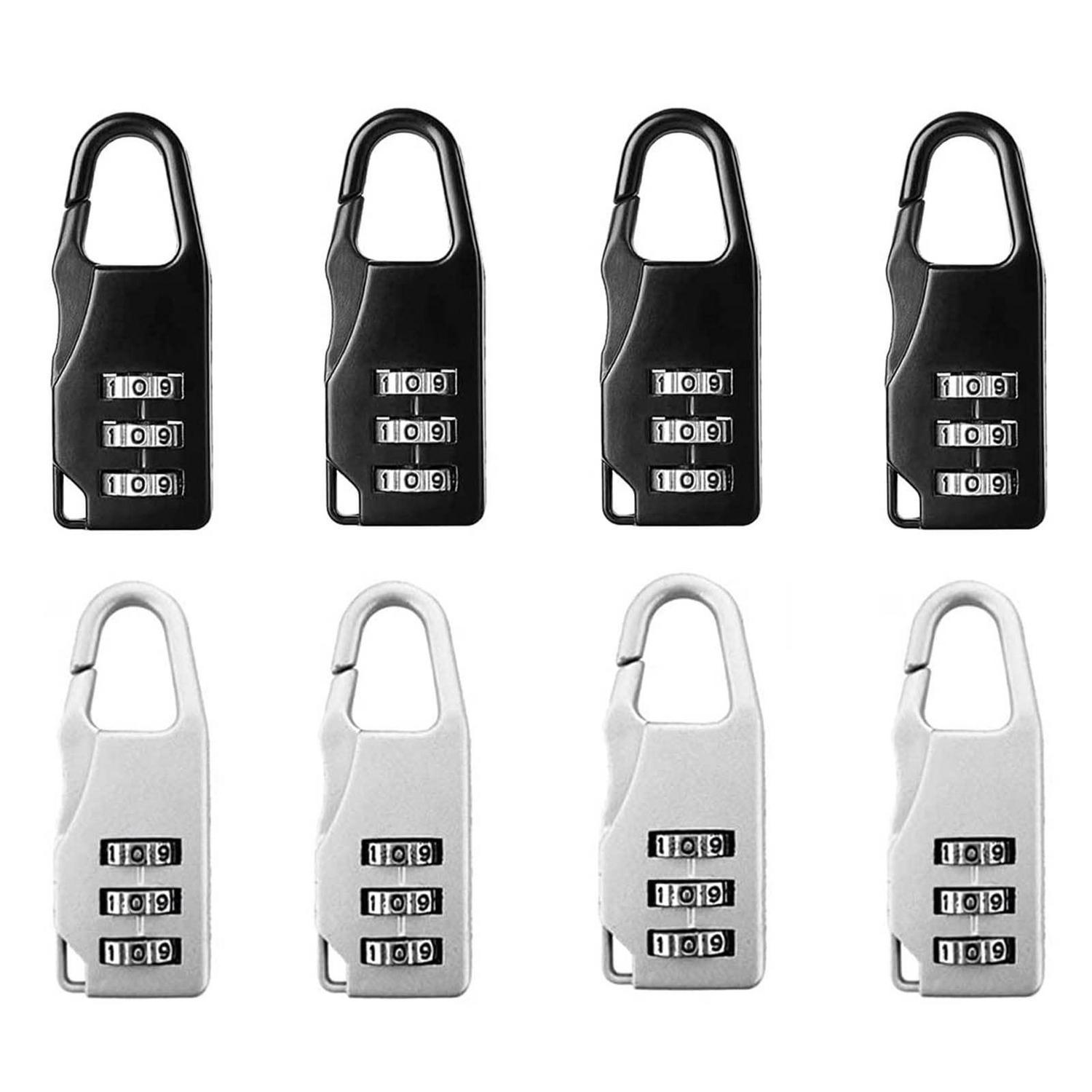 8er Set Zahlenschloss 3-stellig Für Reisekoffer, Rucksack, Schließfach (weiß, Schwarz)
