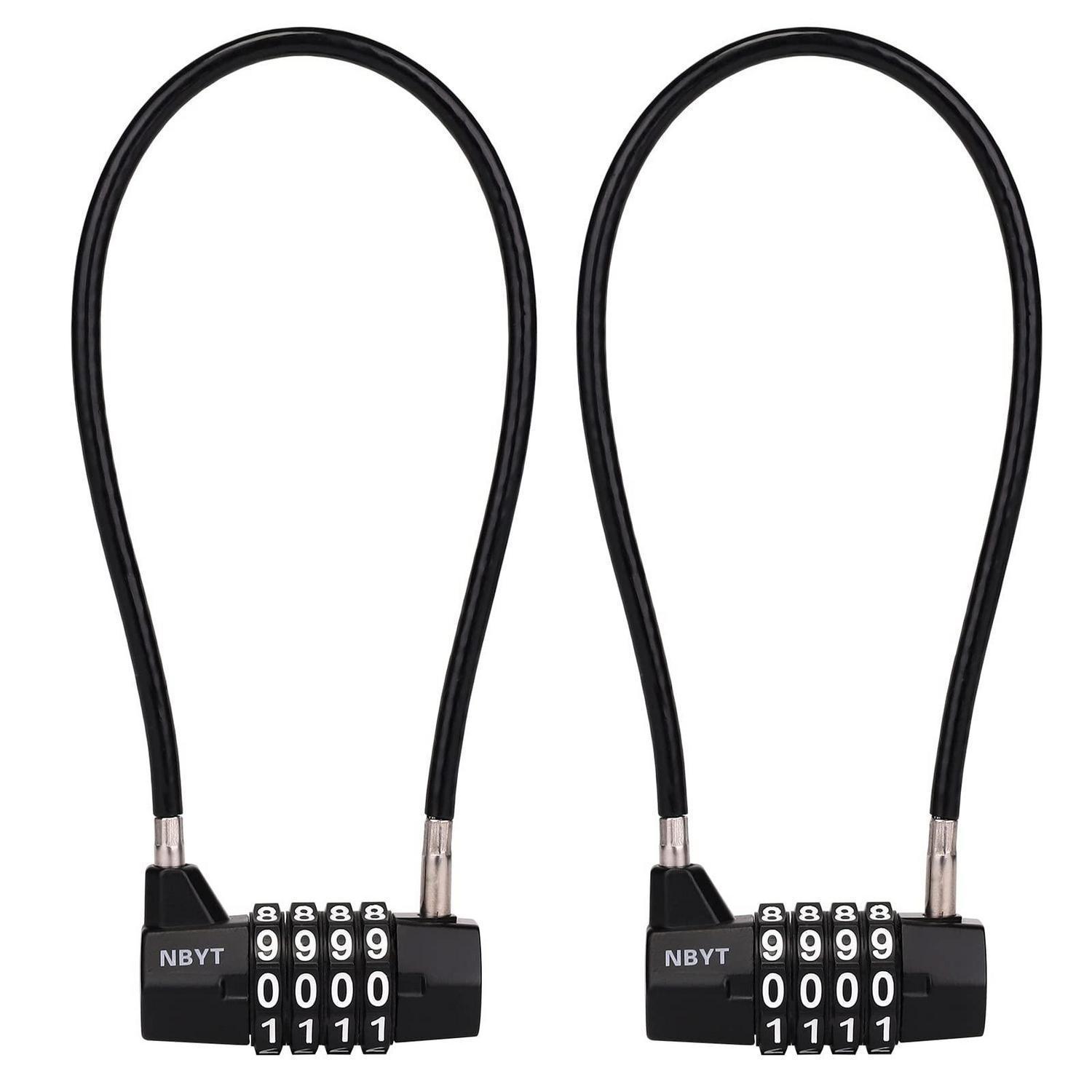 Zahlenschloss Stahlkabel 28cm 5mm, 4-stellig, Für Schließfächer, Schränke, Zäune, 2er-pack